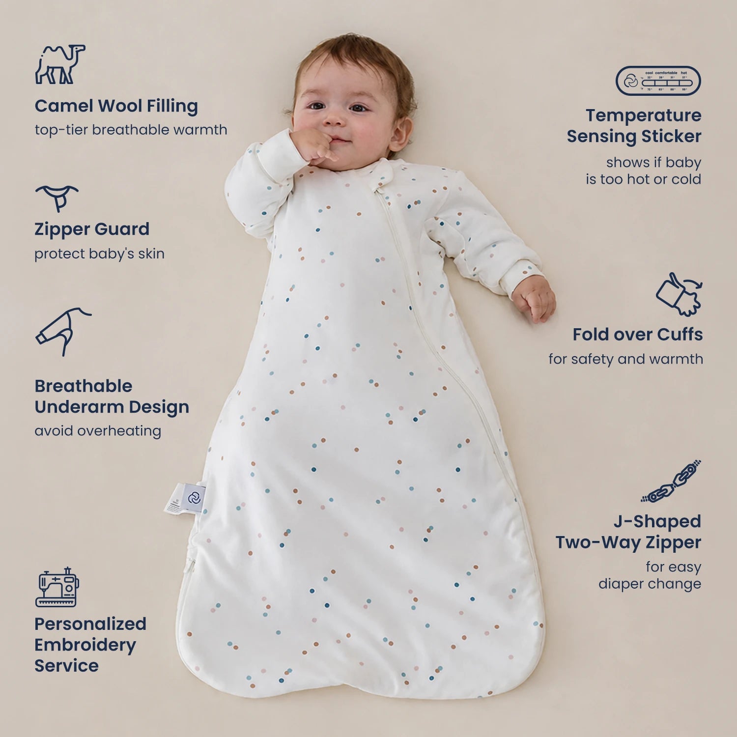 warm-long-sleeve-sleep-sack-2-5-tog-organic-cotton-camel-wool-spark-dots