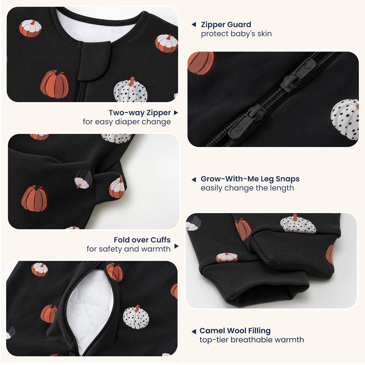warm-long-sleeve-sleep-sack-walker-2-5-tog-organic-cotton-camel-wool-pumpkin-dots