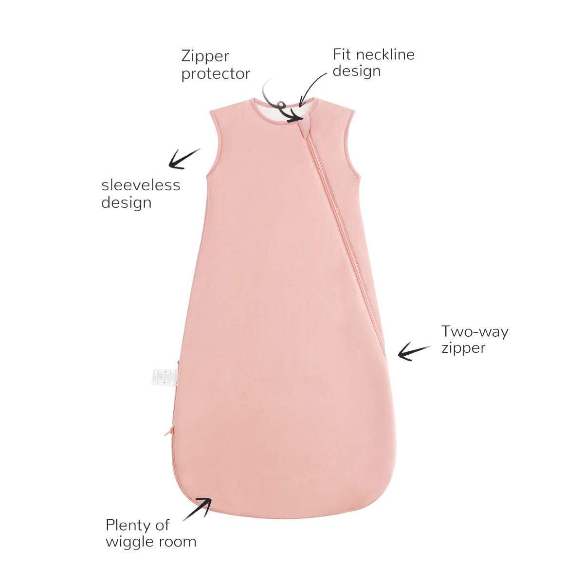 Baby Bamboo Quilted Sleeveless Sleep Sack TOG 1.0 - Quartz Pink