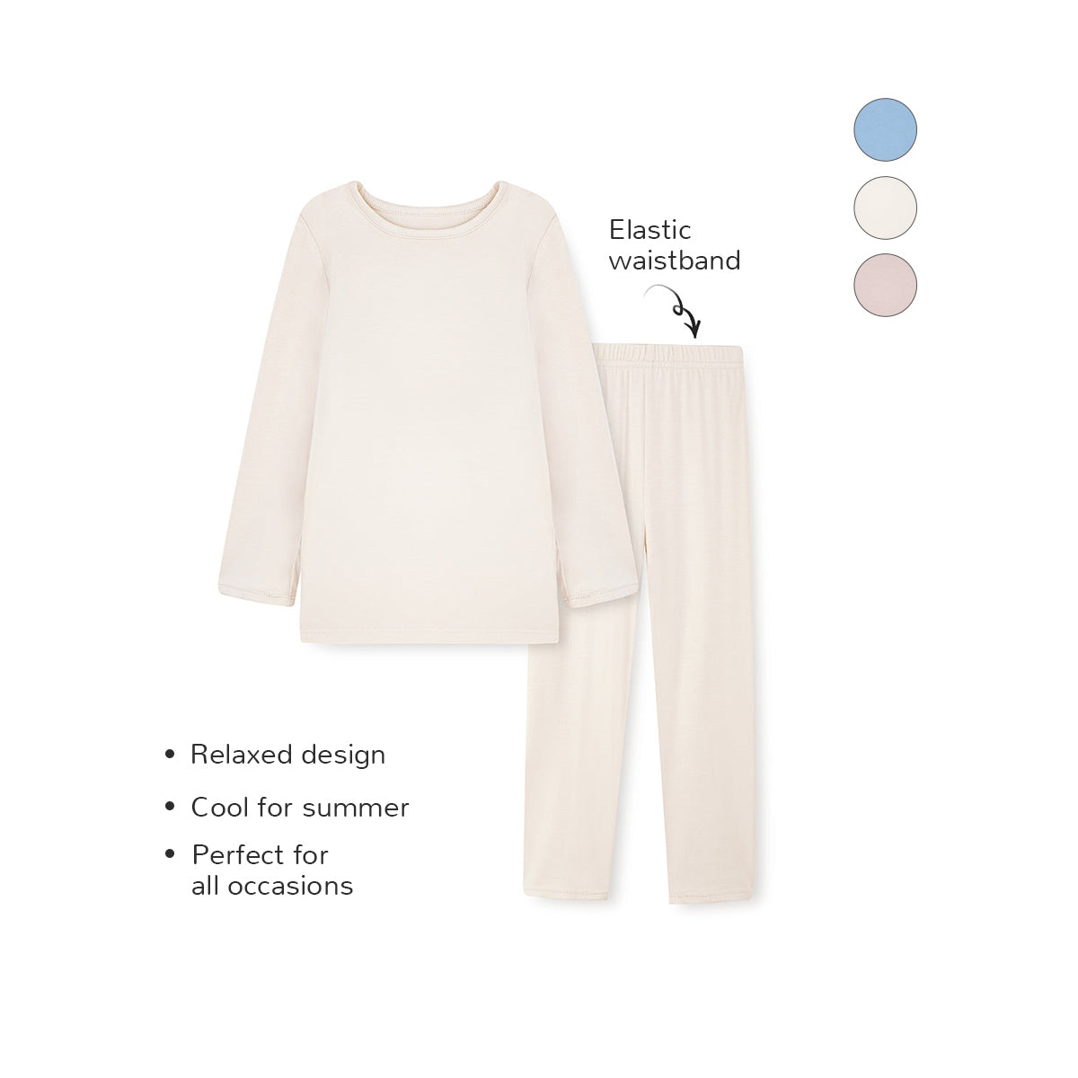 Bamboo Baby Toddler Long Sleeve Pajama Set - Creamy White