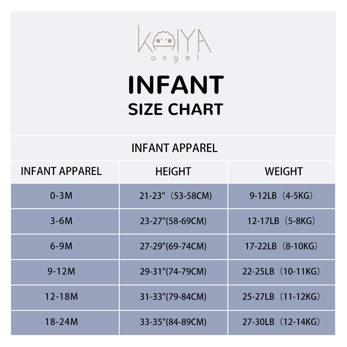Half Sleeves Snap Romper - Shell - Size Chart