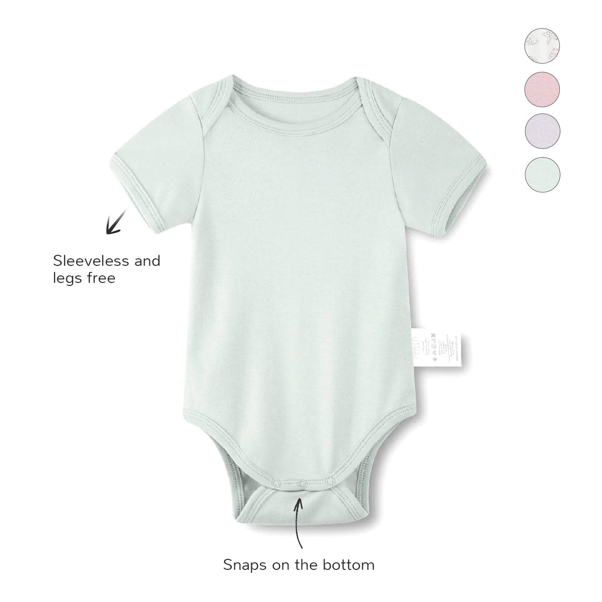 Half Sleeves Snap Romper - Whisper Green