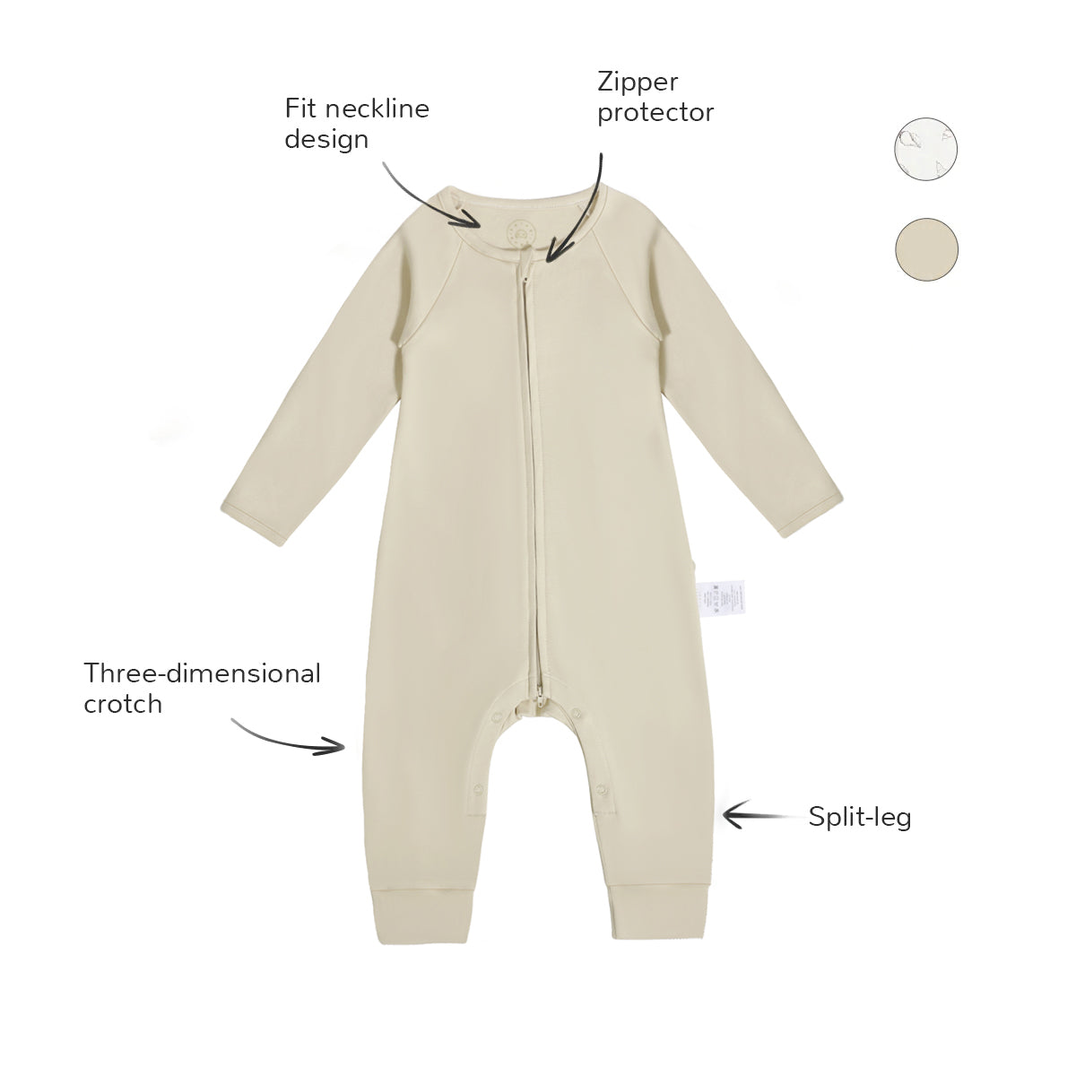 Long Sleeve Split-Leg Sleep Sack - Khaki
