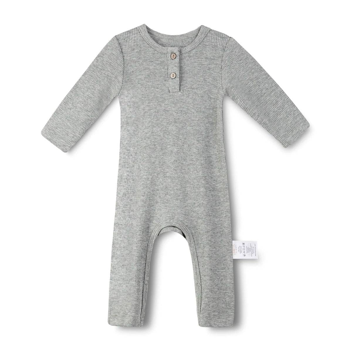 Long Sleeves Button Utility Romper - Dark Gray