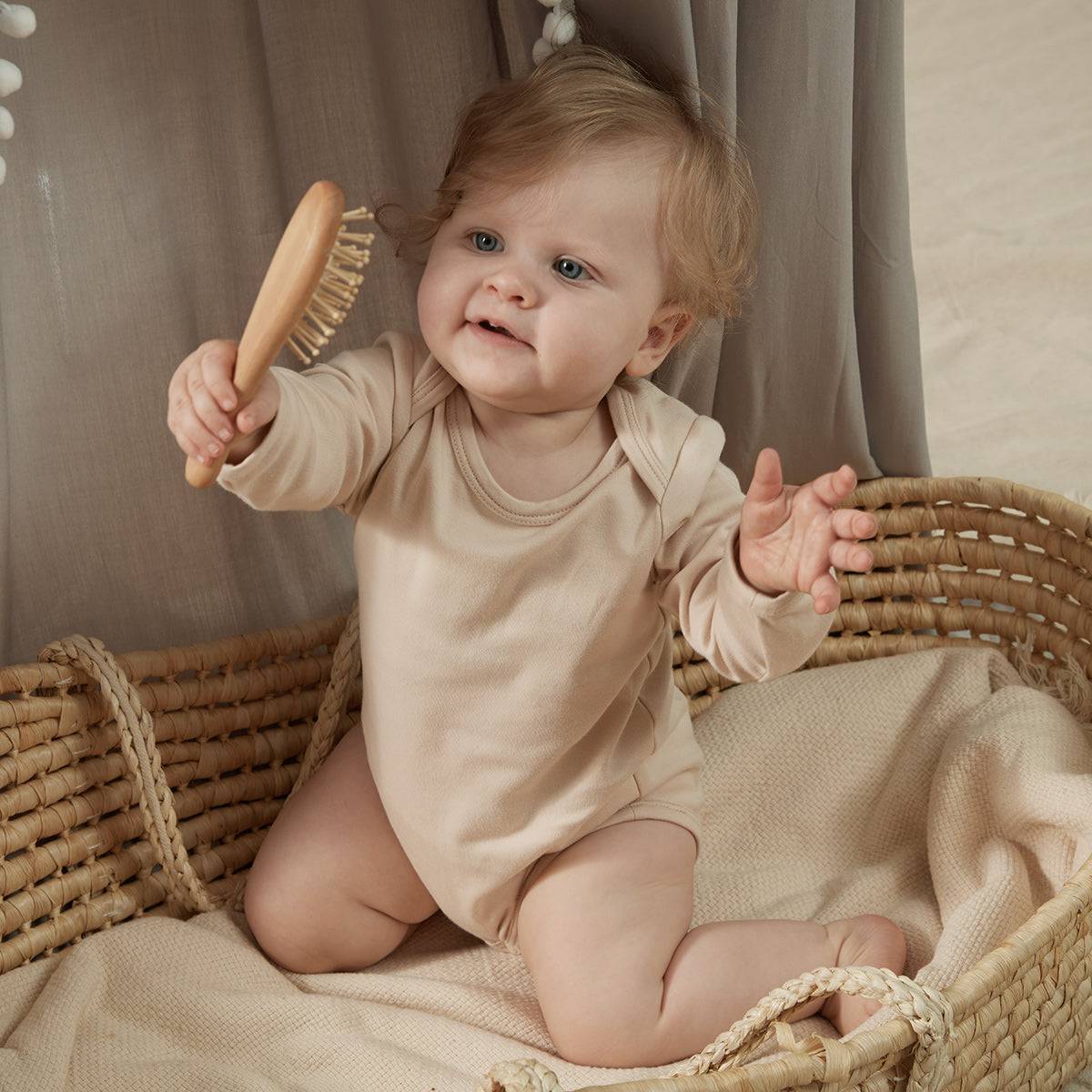 Long Sleeves Snap Romper - Khaki