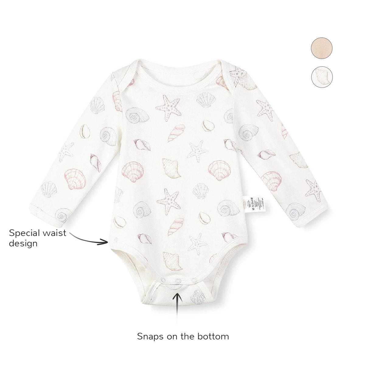 Long Sleeves Snap Romper - Shell