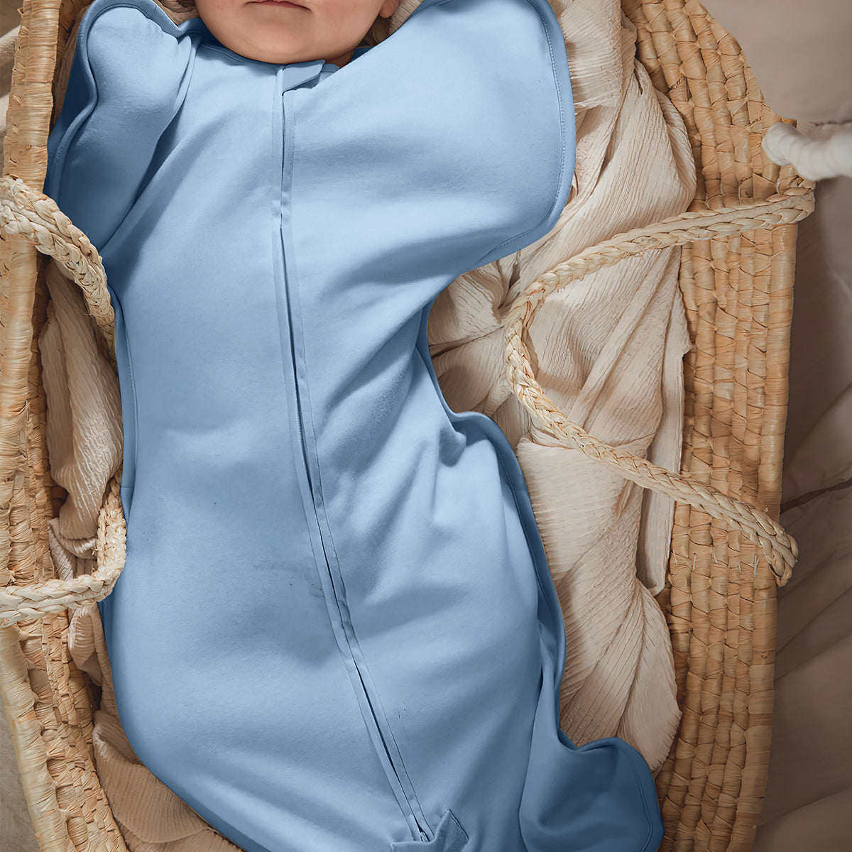 Newborn Front Opening Zip Up Swaddle 0.5 TOG - Grayish Blue