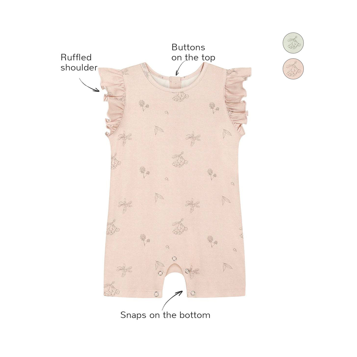 Organic Baby Ruffles Romper Vest - Bacca Pink