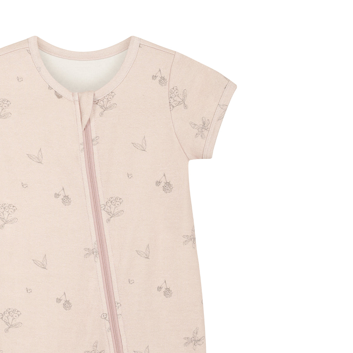 Organic Half Sleeves Zip Wrap Romper - Bacca Pink