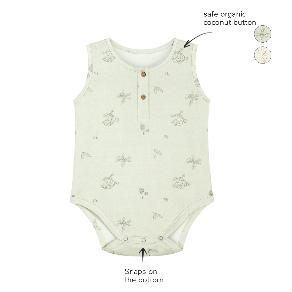 Organic Sleeveless Onesies For Babies - Bacca Mint