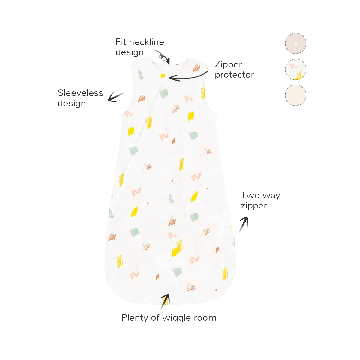 Organic Sleeveless Sleeping Sacks For Toddlers 1.0 TOG - Graffiti