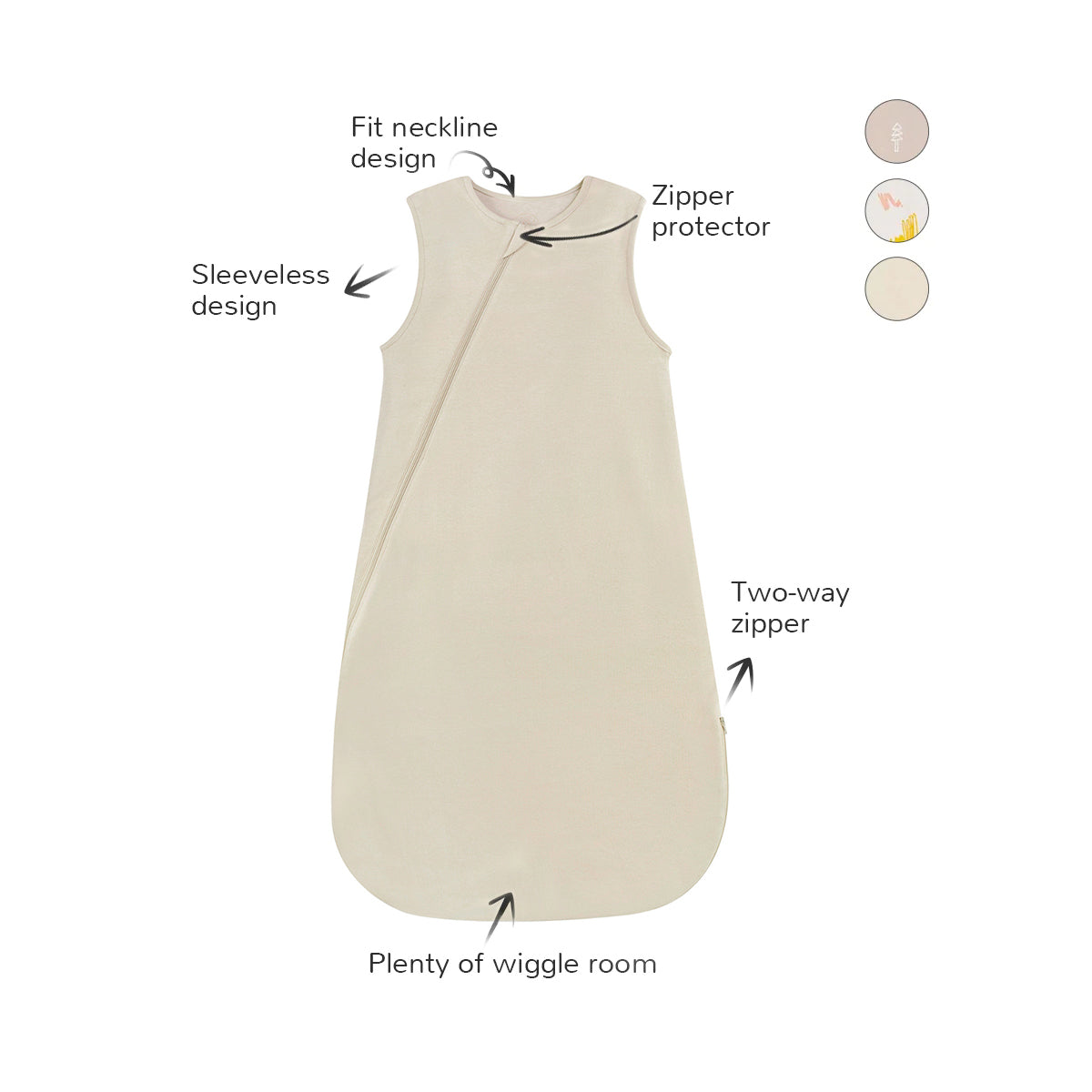 Organic Sleeveless Sleeping Sacks For Toddlers 1.0 TOG - Khaki