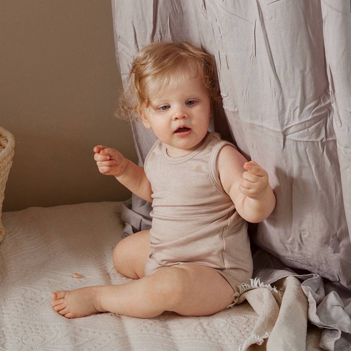 Kaiya Angel - Sleeveless Snap One Piece Girl And Boy - Gray Morn