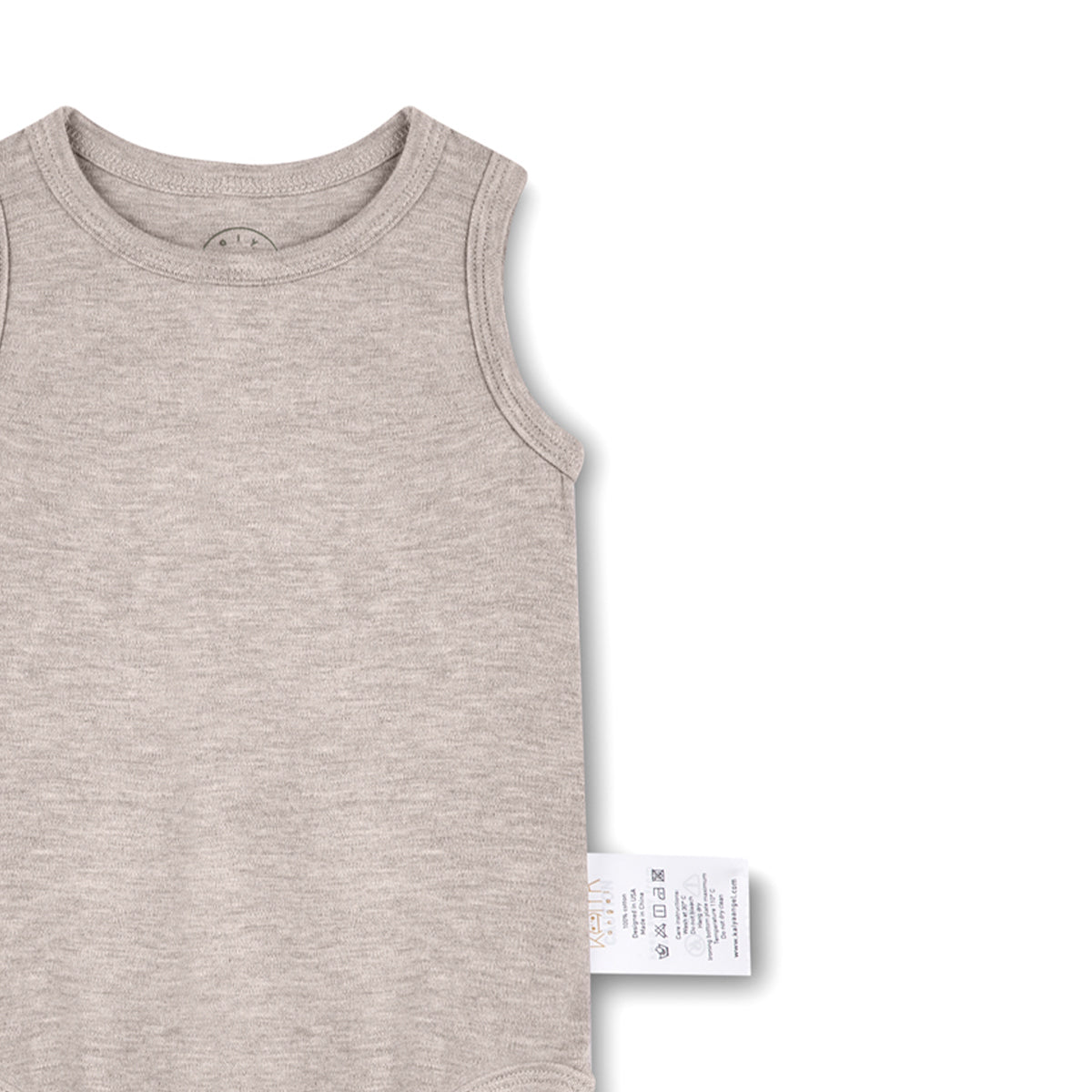 Sleeveless Snap One Piece Girl And Boy - Gray Morn