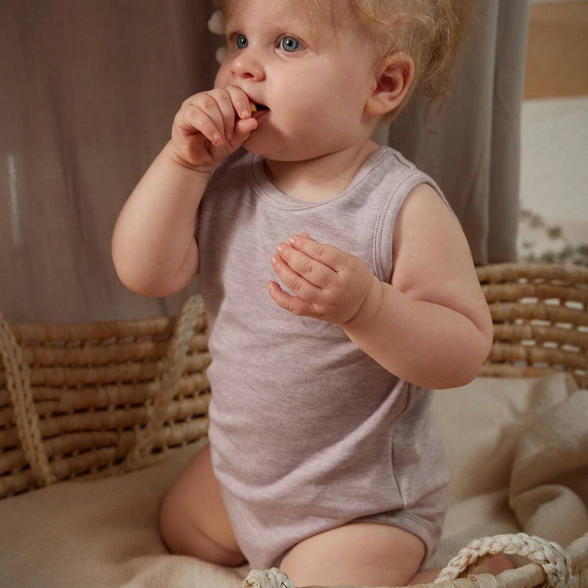 Sleeveless Snap One Piece Girl And Boy - Lilac