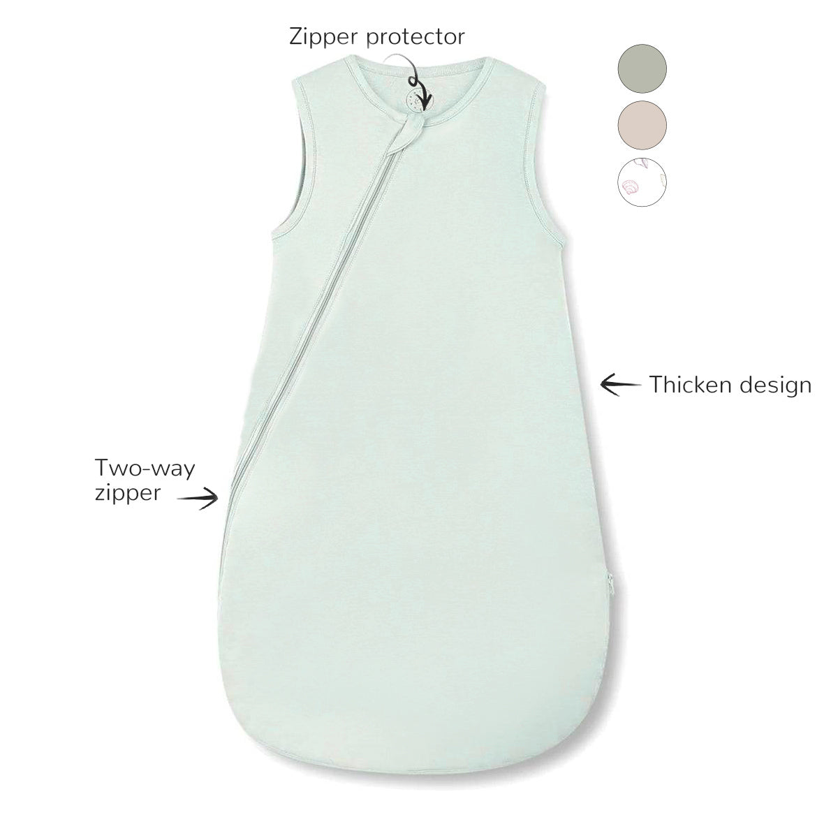 Sleeveless Thicken Heated Sleeping Bag 2.5 TOG - Whisper Green