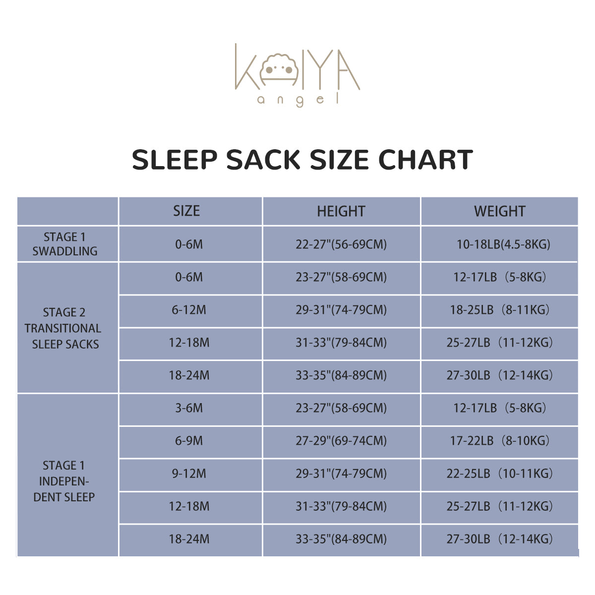 Sleeveless Thicken Heated Sleeping Bag 2.5 TOG - Whisper Green - size chart