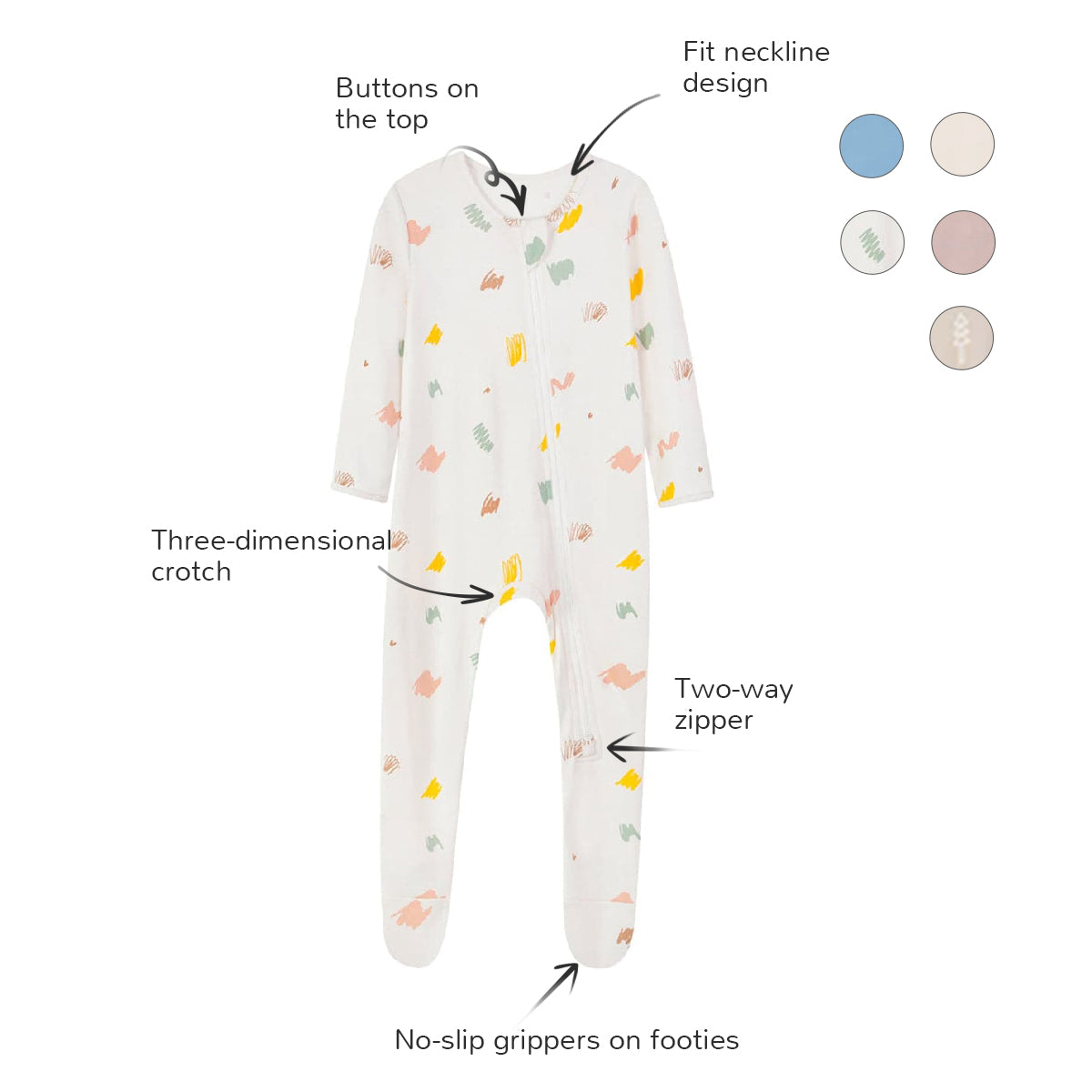 Zipper Romper Baby Footie Pajamas - Graffiti