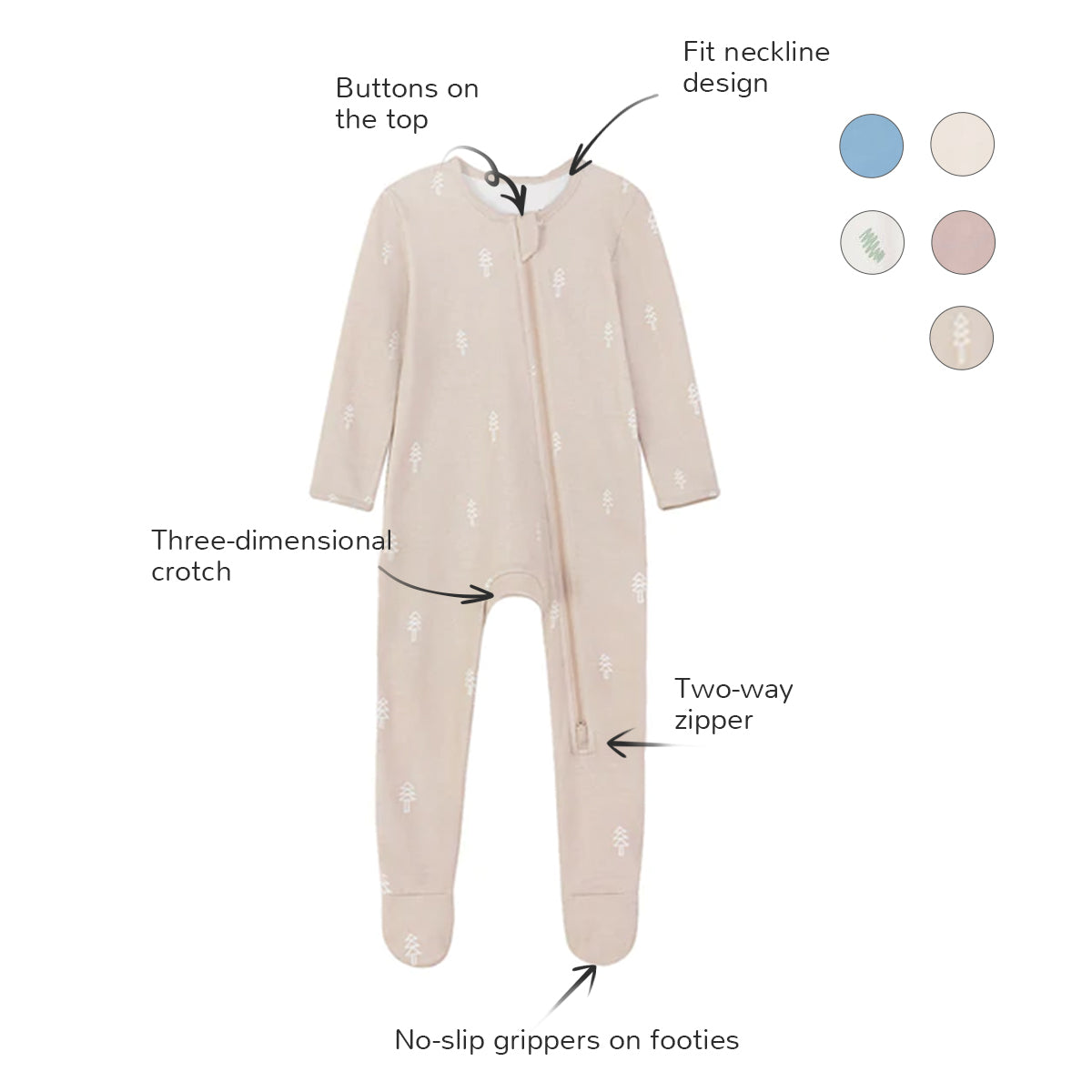 Zipper Romper Baby Footie Pajamas - Pine