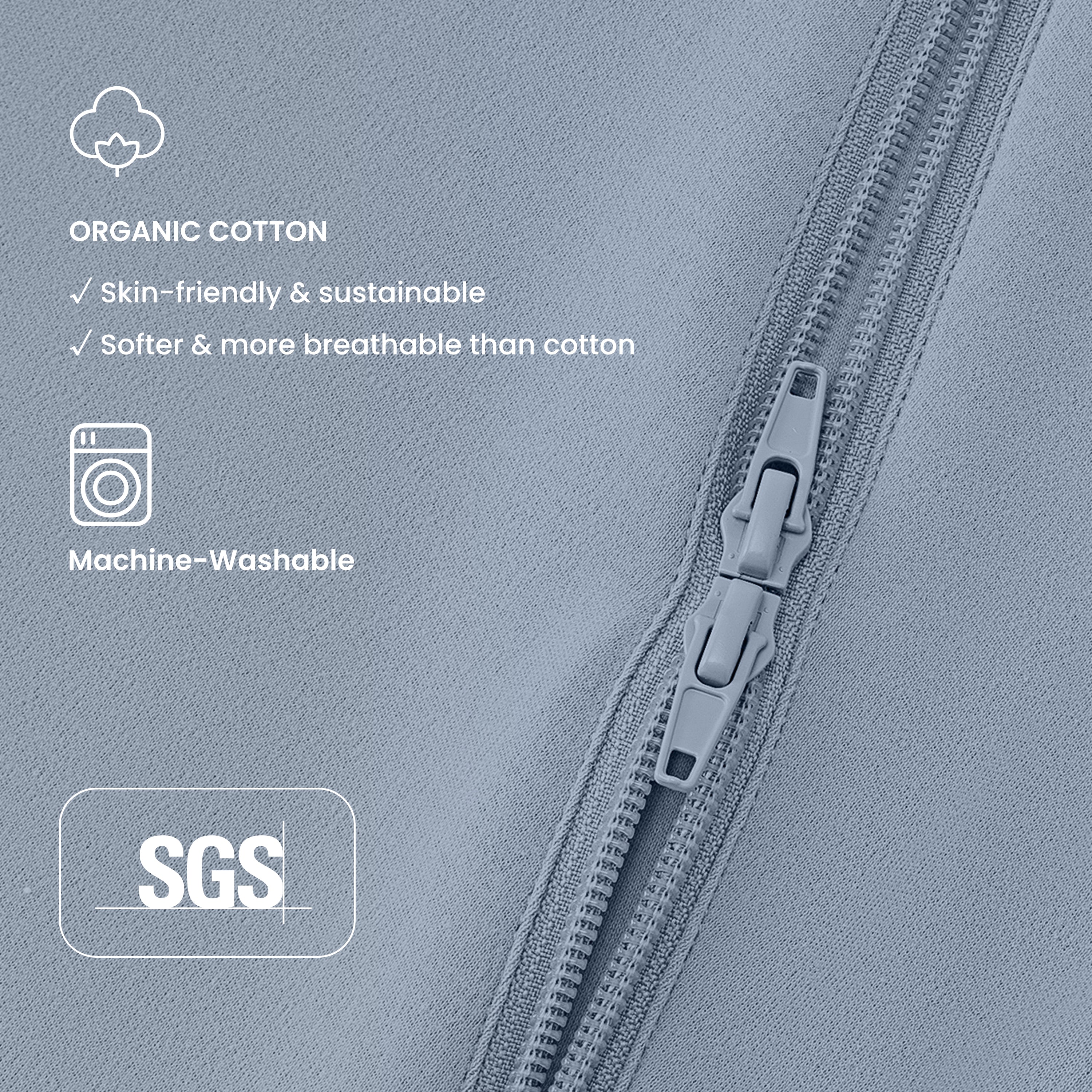 Organic Long Sleeve Sleep Sack 0.5 TOG - Misty Blue