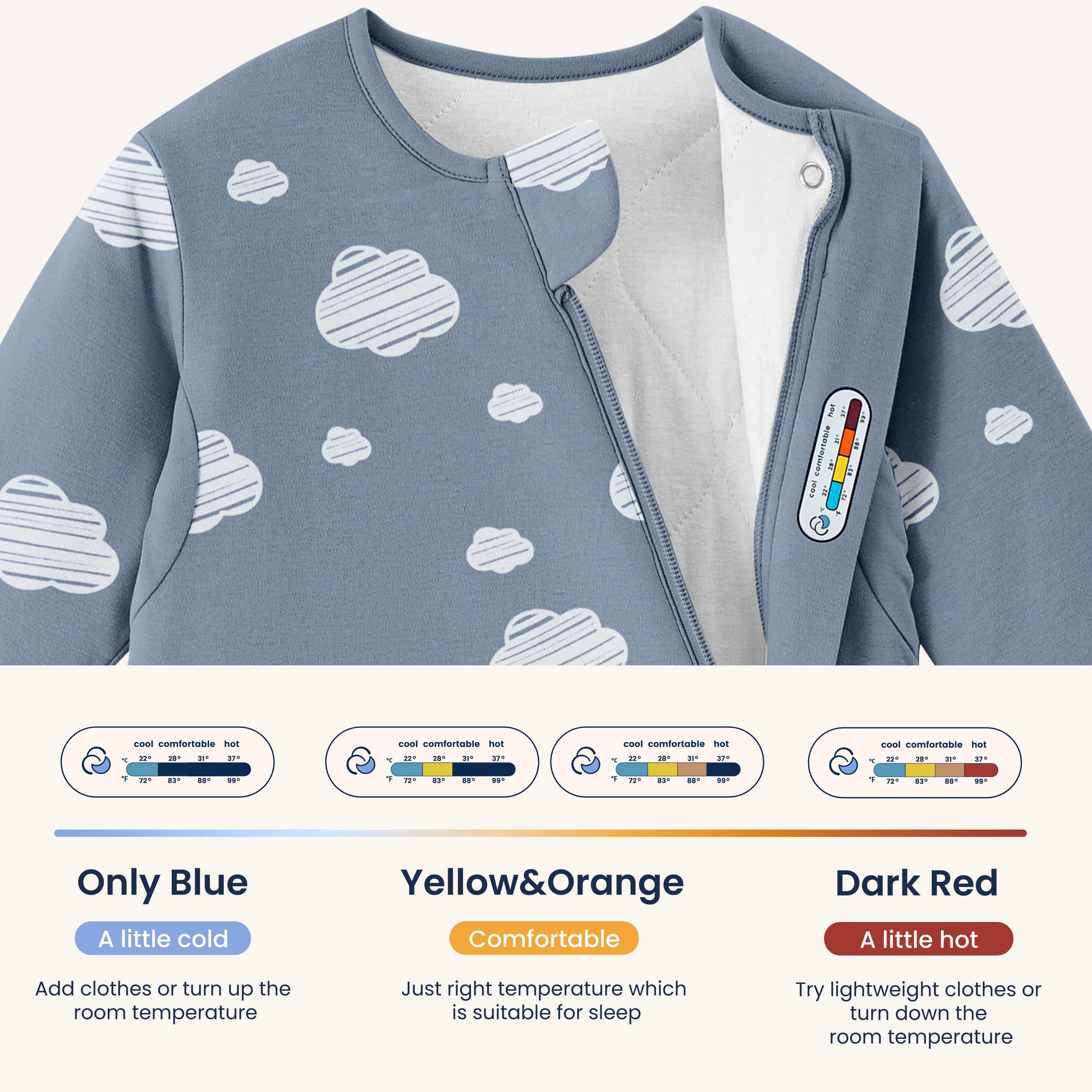 Warm Long Sleeve Sleep Sack 2.5 TOG- Organic Cotton & Camel Wool Bundle - Blue