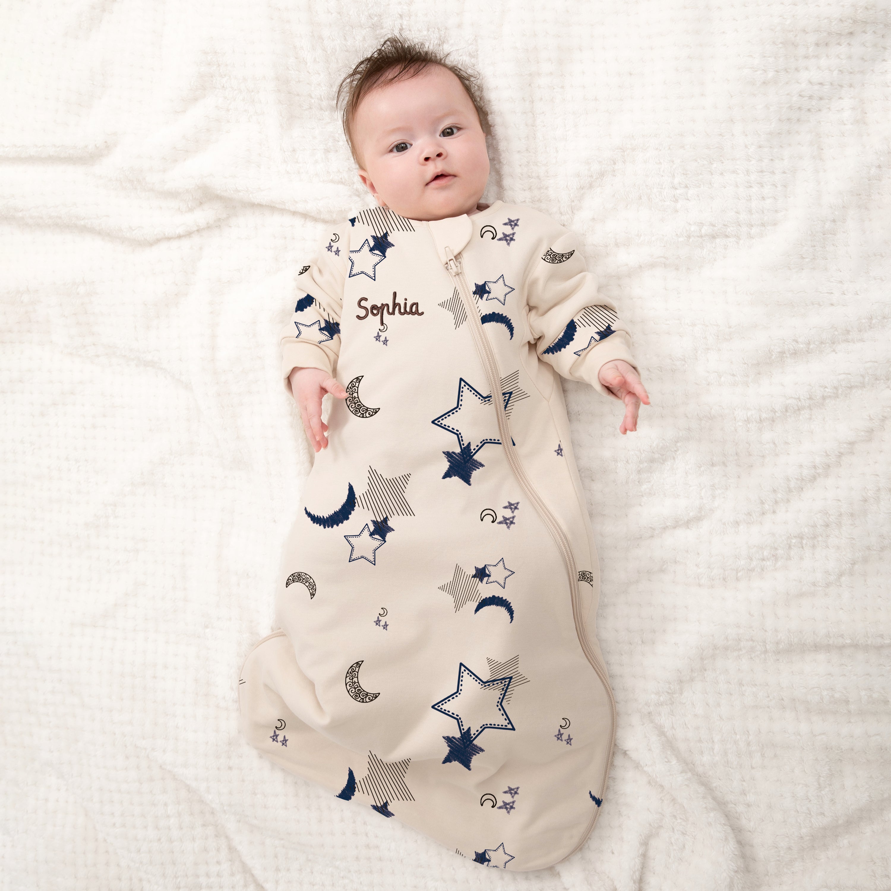 Warm Long Sleeve Sleep Sack 2.5 TOG - Organic Cotton & Camel Wool - Moonlit