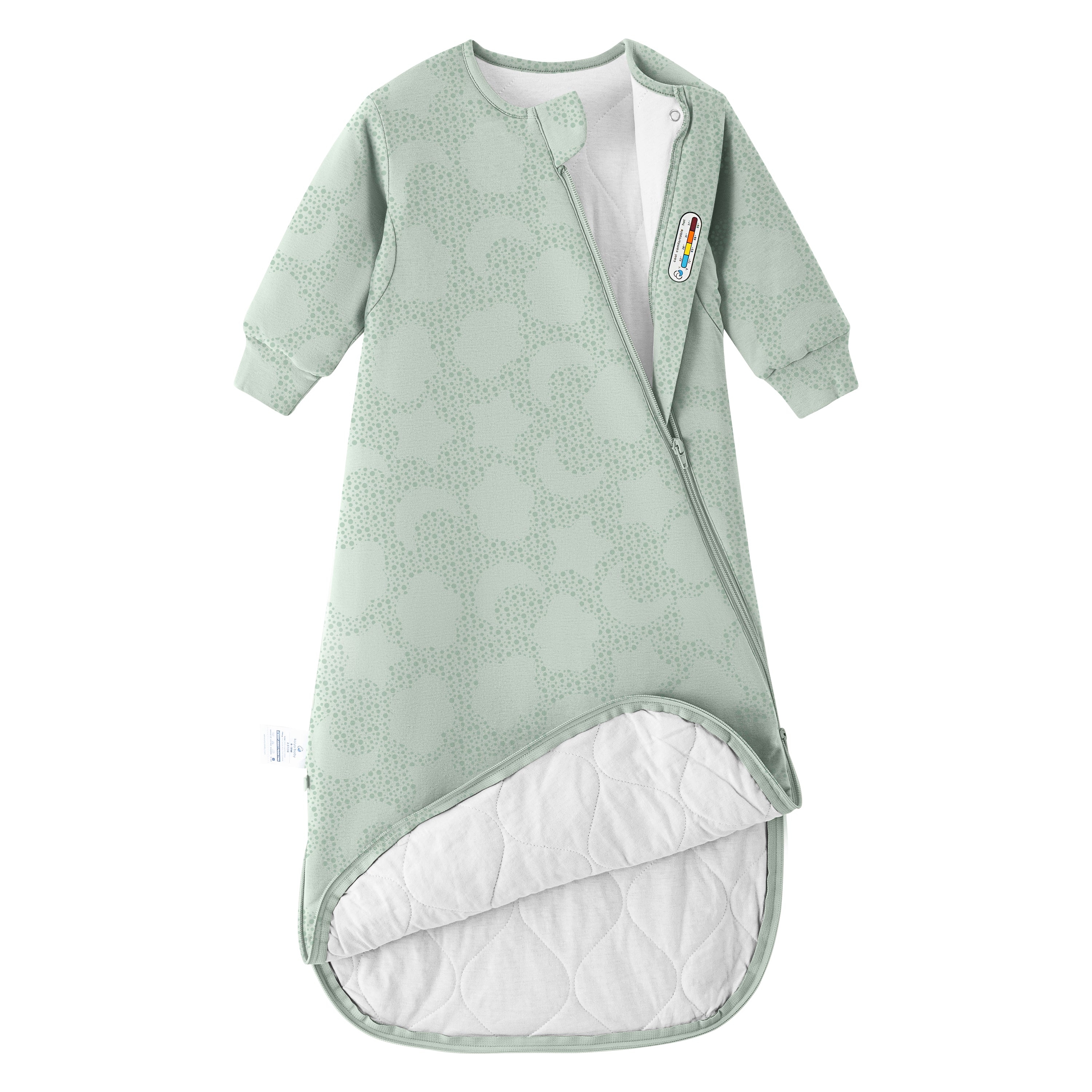 Winter Long Sleeve Sleep Sack 3.5 TOG - Organic Cotton & Camel Wool - Mint Sky
