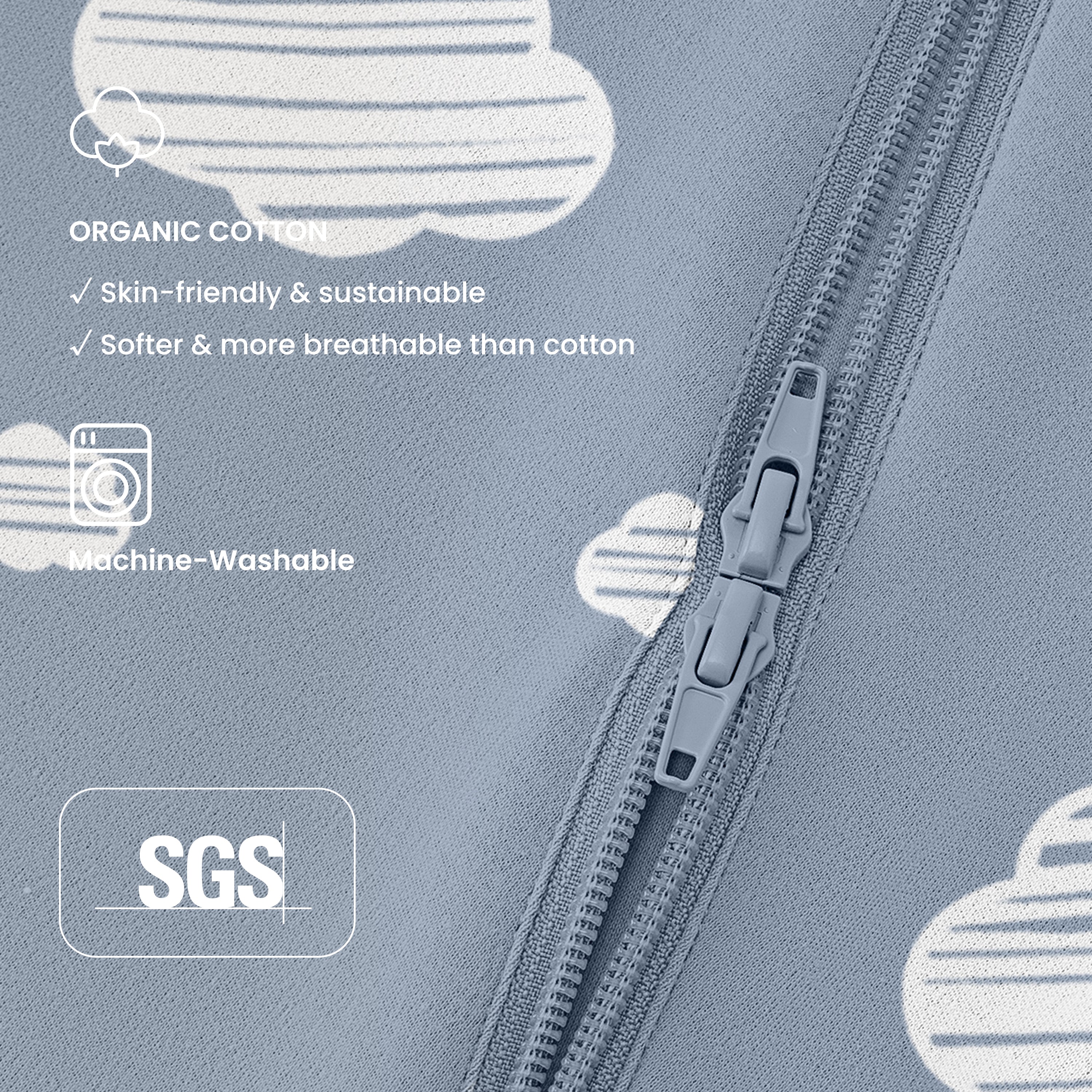 Sleeveless Sleep Sack 0.5 TOG - Organic Cotton - Blue Sky