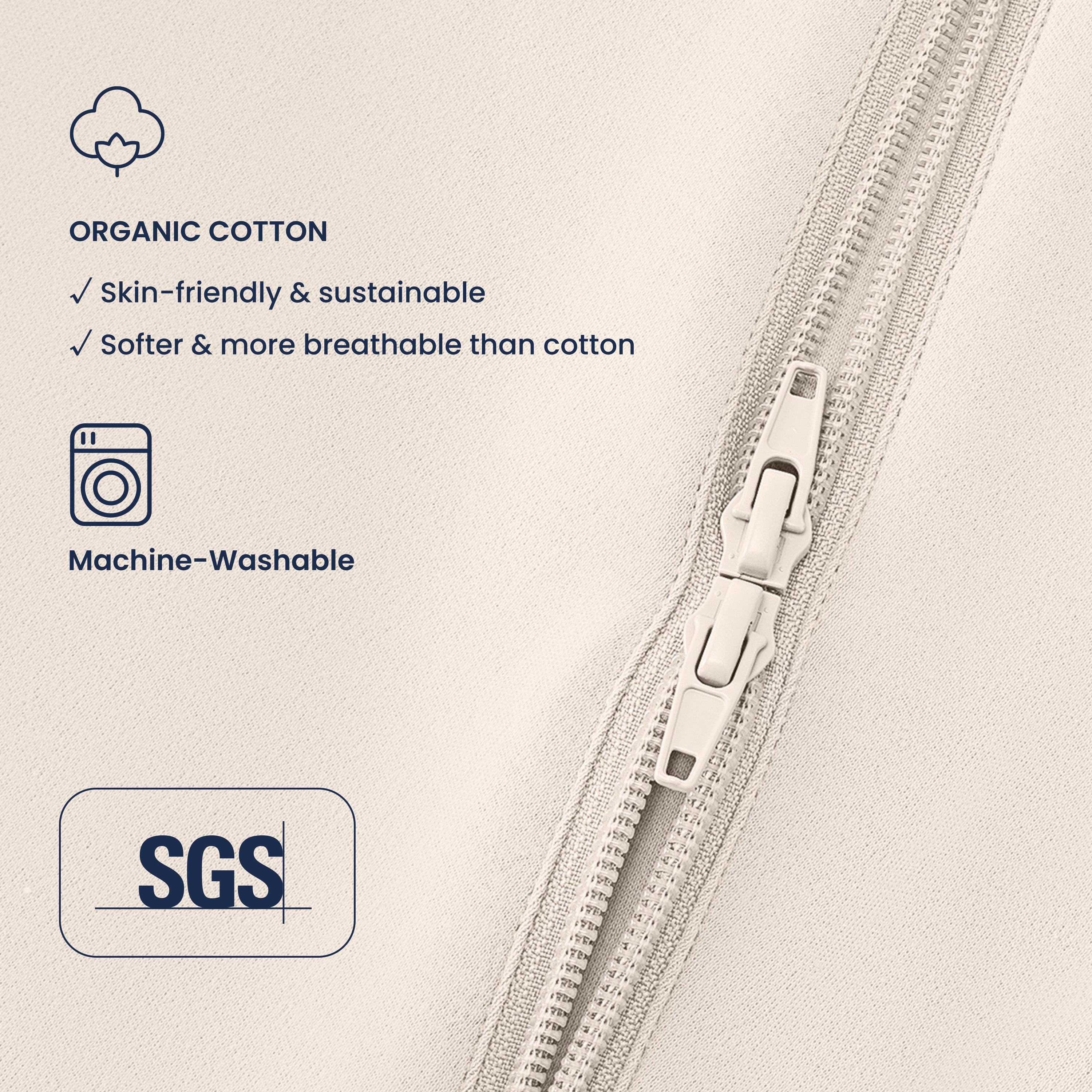 Sleeveless Sleep Sack 0.5 TOG - Organic Cotton - Cream