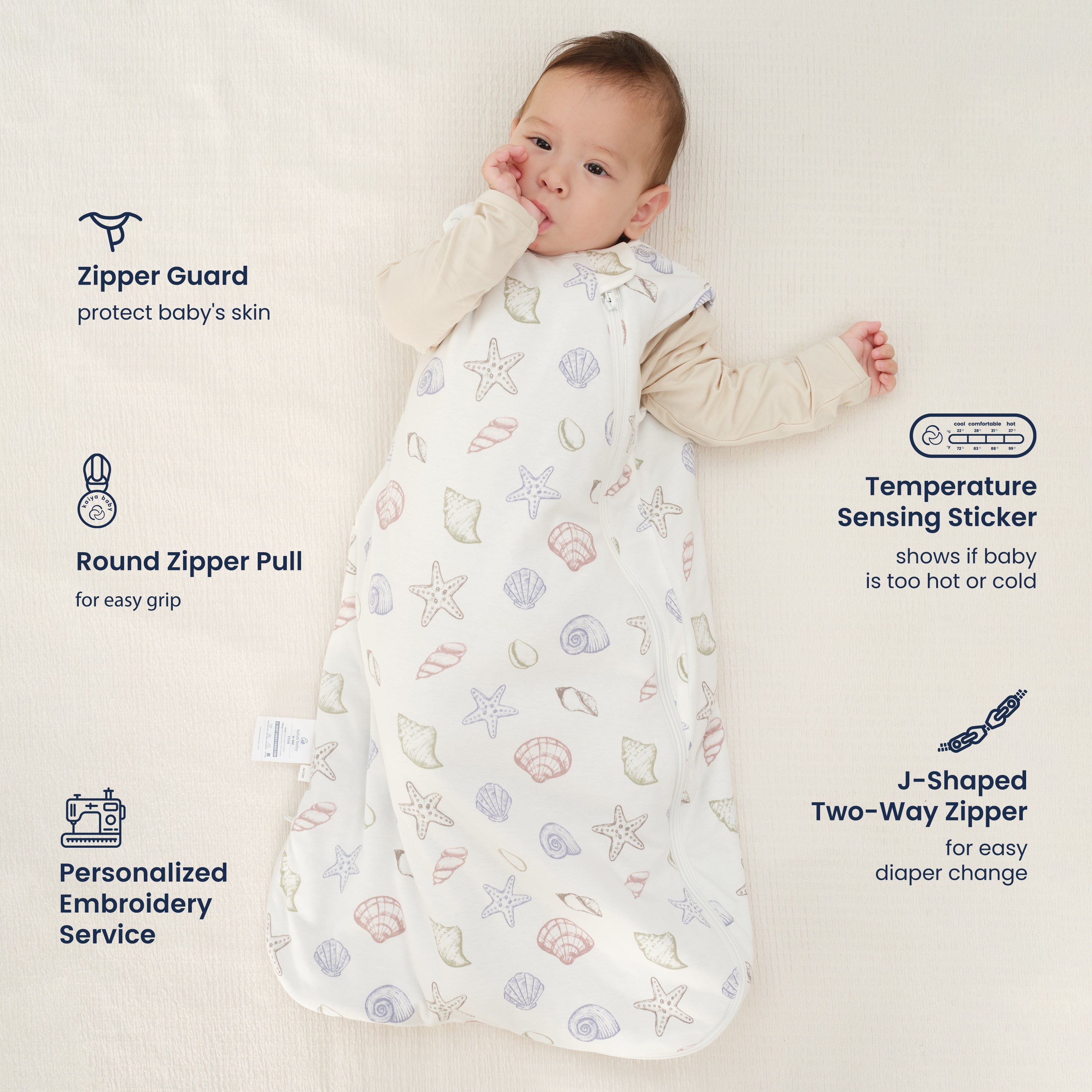 Sleeveless Sleep Sack 1.0 TOG - Organic Cotton & Camel Wool - Shell+ClimaCuddle™ Baby Bodysuit - Merino Wool & Rayon Bamboo - Misty Blue Bundle