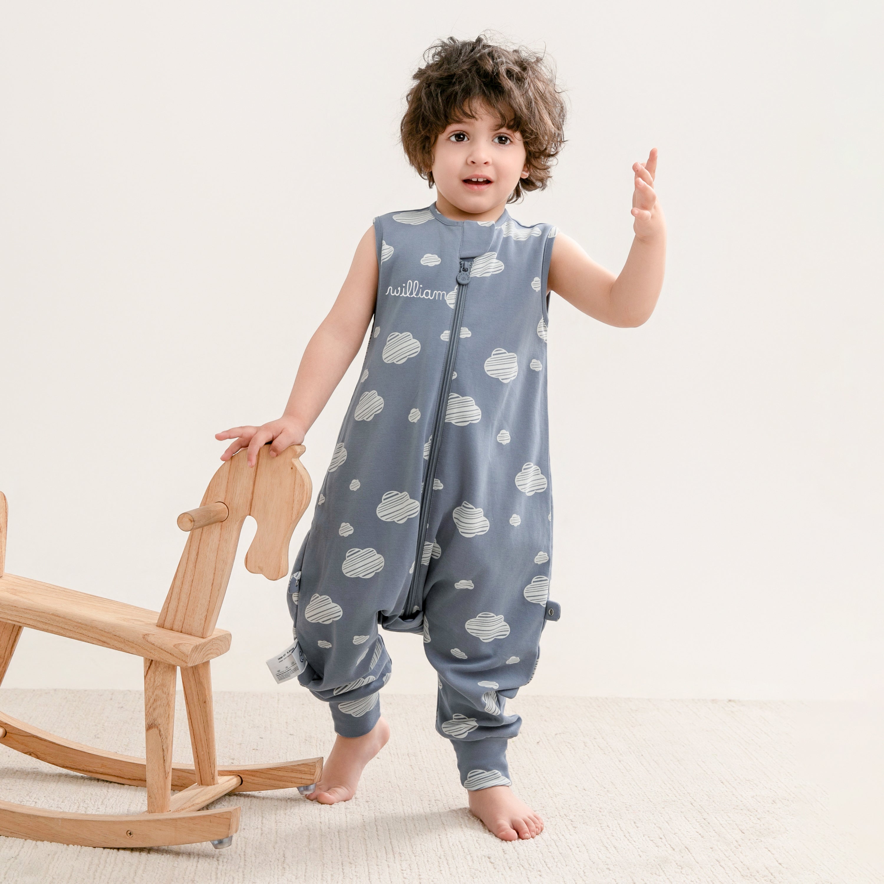 All Season Sleeveless Sleep Sack Walker 1.0 TOG - Organic Cotton & Camel Wool - Blue Sky
