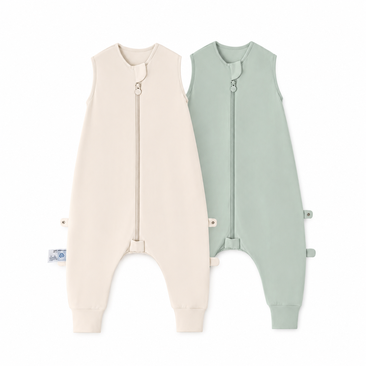 sleeveless-sleep-sack-walker-2-pack-0-5-tog-organic-cotton-pea-green-cream