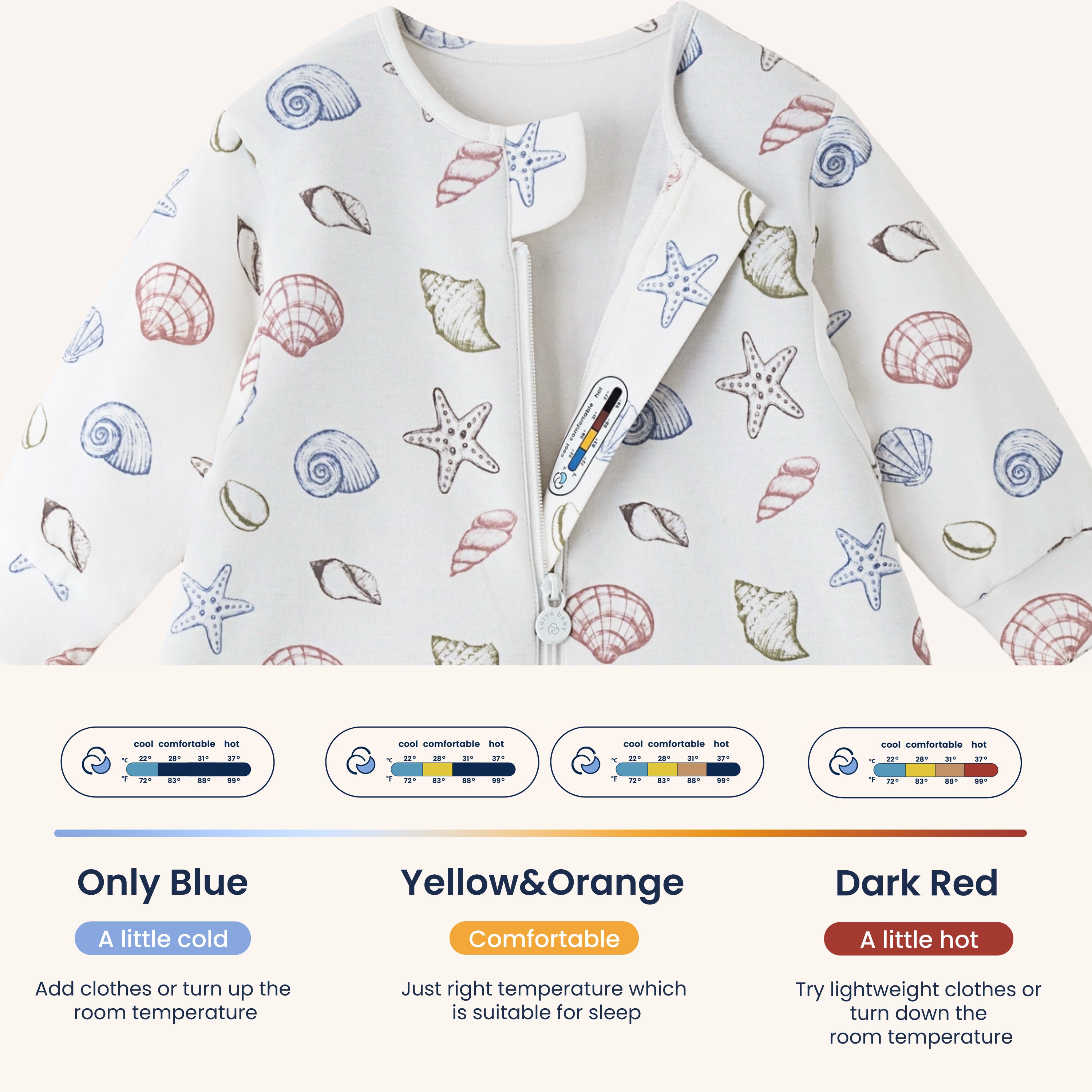 All Season Long Sleeve Sleep Sack Walker 1.0 TOG - Organic Cotton & Camel Wool - Shell