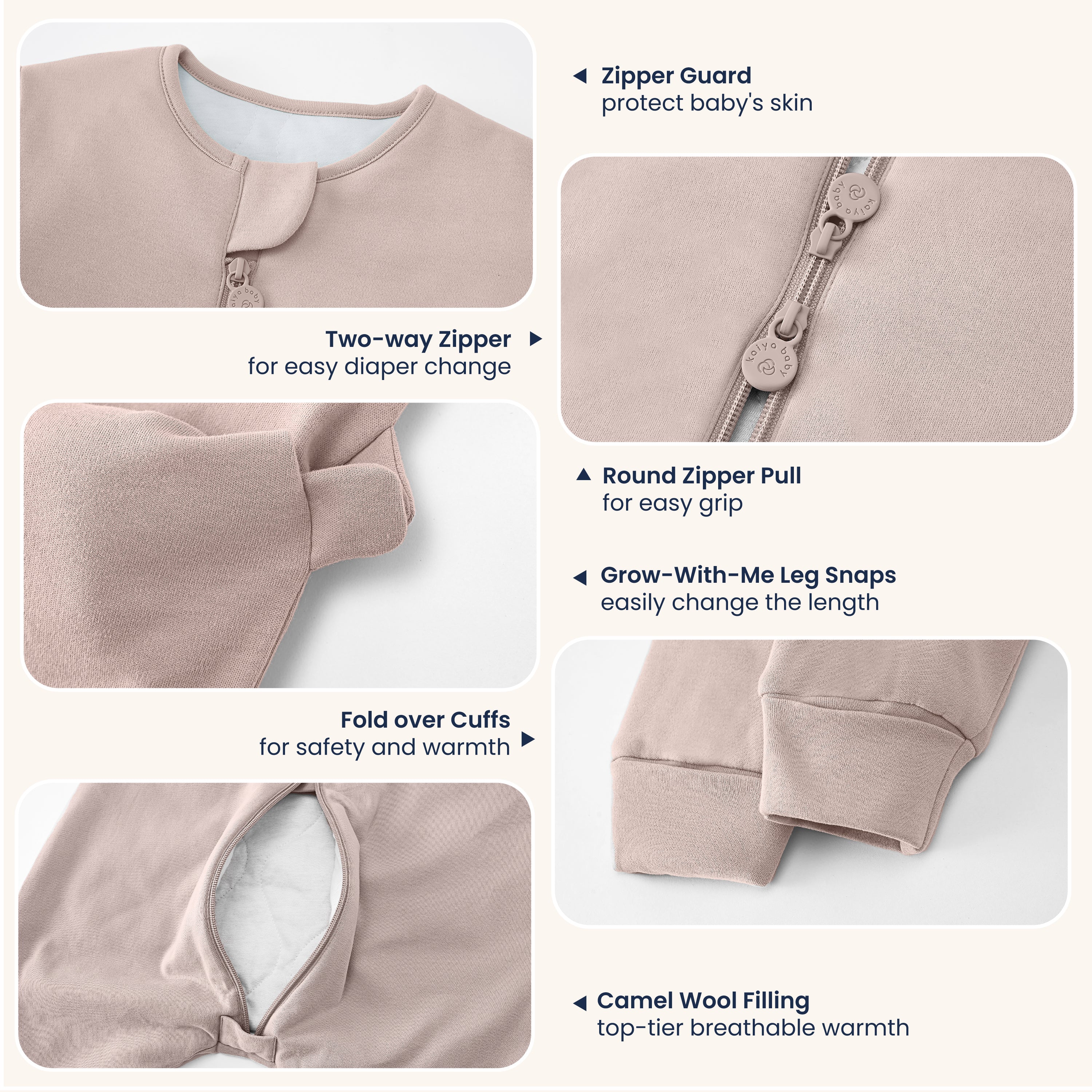 Warm Long Sleeve Sleep Sack Walker 2.5 TOG - Organic Cotton & Camel Wool