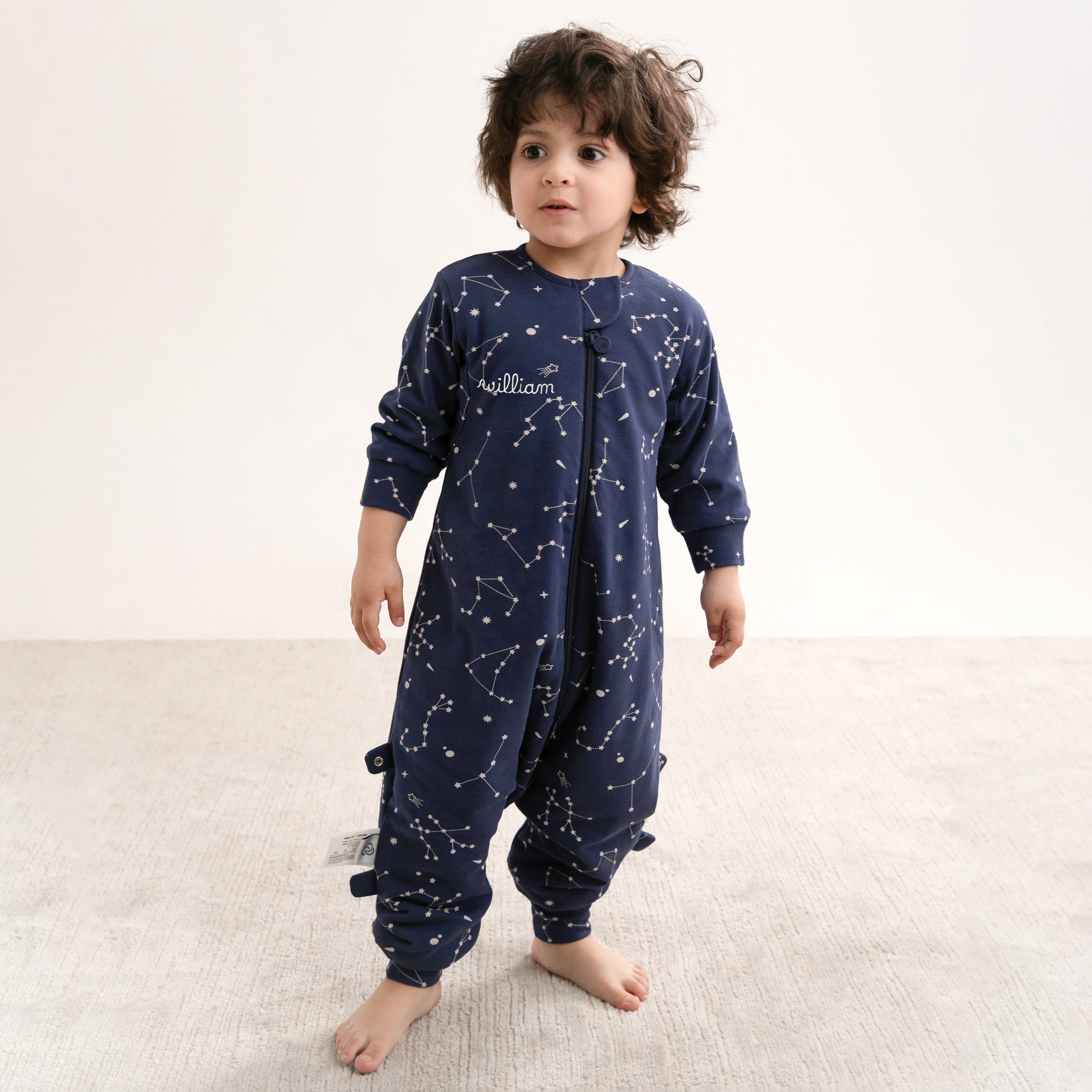 014-3.5-13-1Winter Long Sleeve Sleep Sack Walker 3.5 TOG - Organic Cotton & Camel Wool - Constellation-2