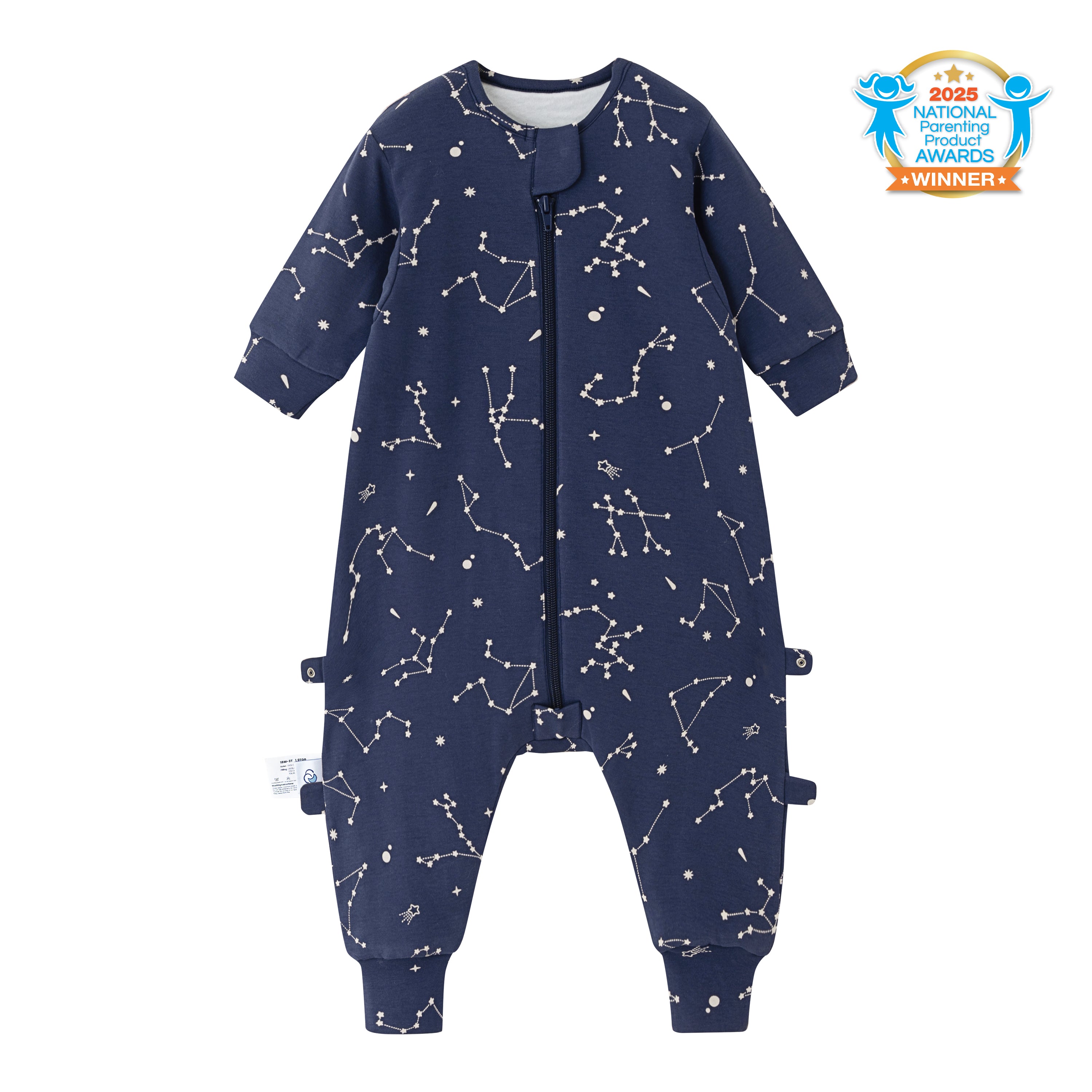 014-3.5-13-1Winter Long Sleeve Sleep Sack Walker 3.5 TOG - Organic Cotton & Camel Wool - Constellation