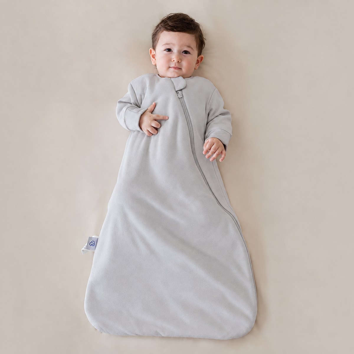 Warm Long Sleeve Sleep Sack 2.5 TOG - Organic Cotton & Camel Wool - Light gray