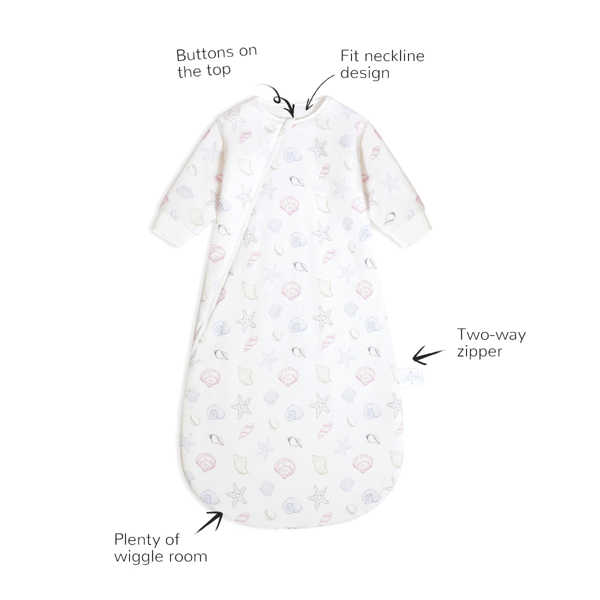 Zip Thicken 2.5 TOG Sleep Sack With Sleeves - Shell