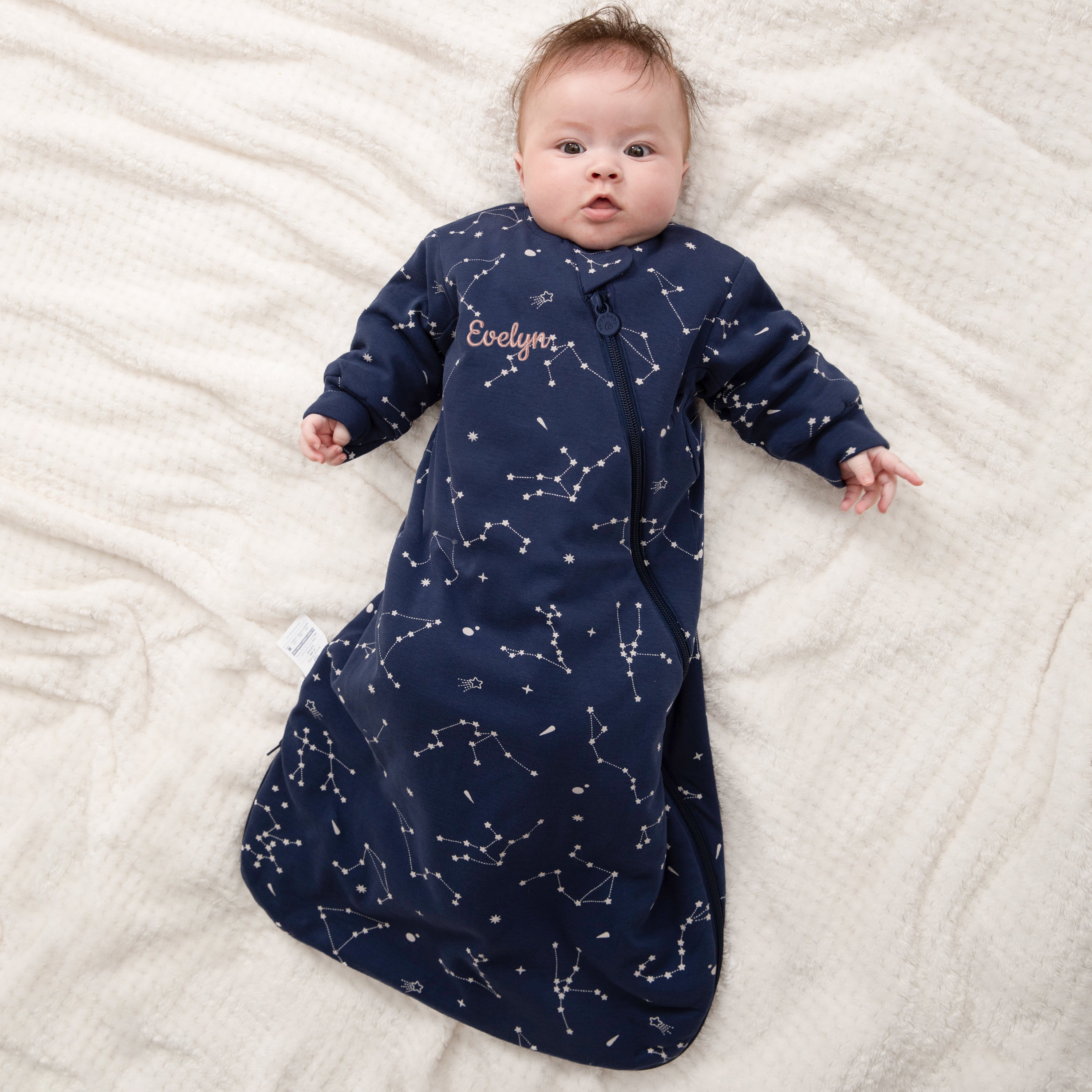 All Season Long Sleeve Sleep Sack 1.0 TOG- Organic Cotton & Camel Wool Bundle -  Constellation+Misty Blue