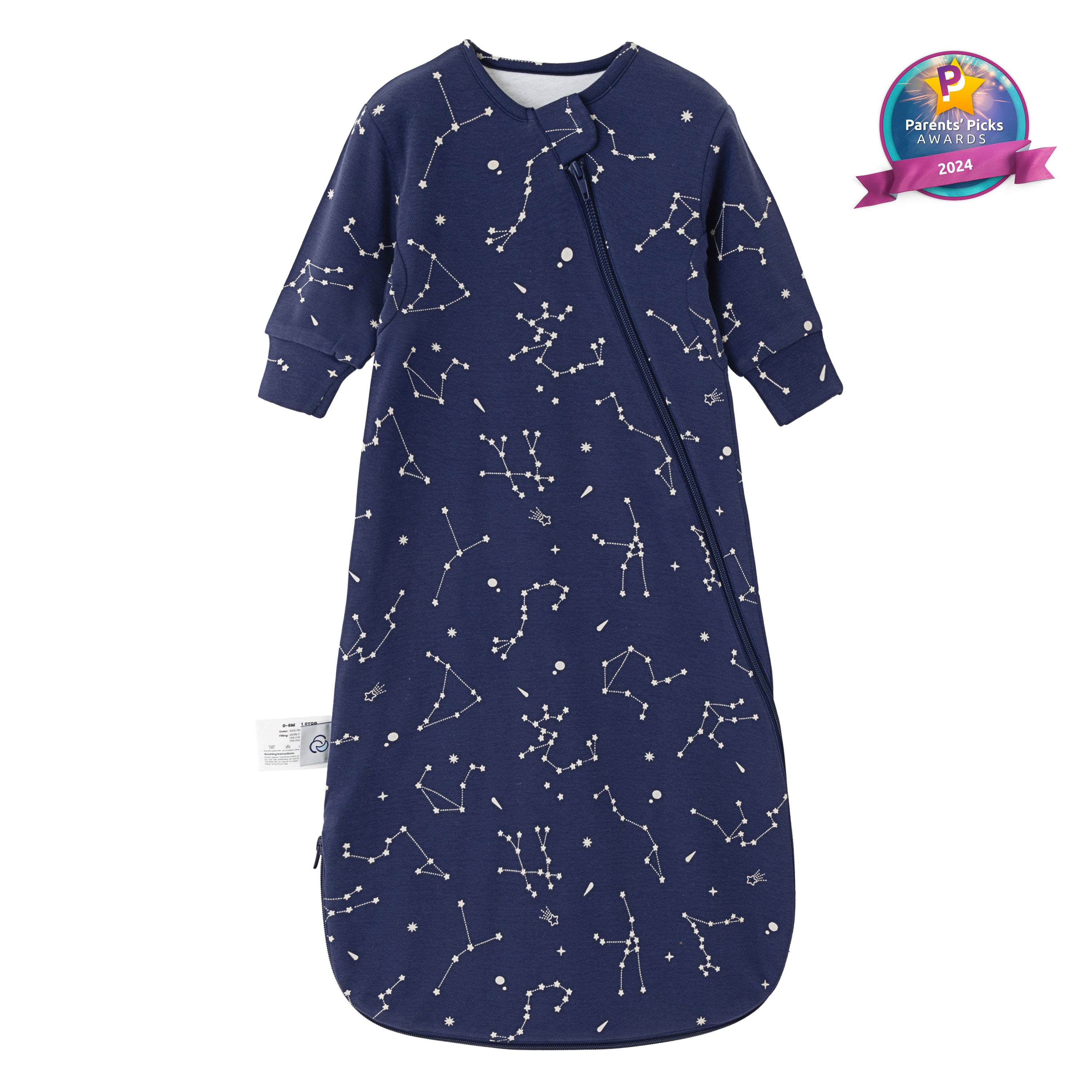 All Season Long Sleeve Sleep Sack 1.0 TOG - Organic Cotton & Camel Wool - Constellation