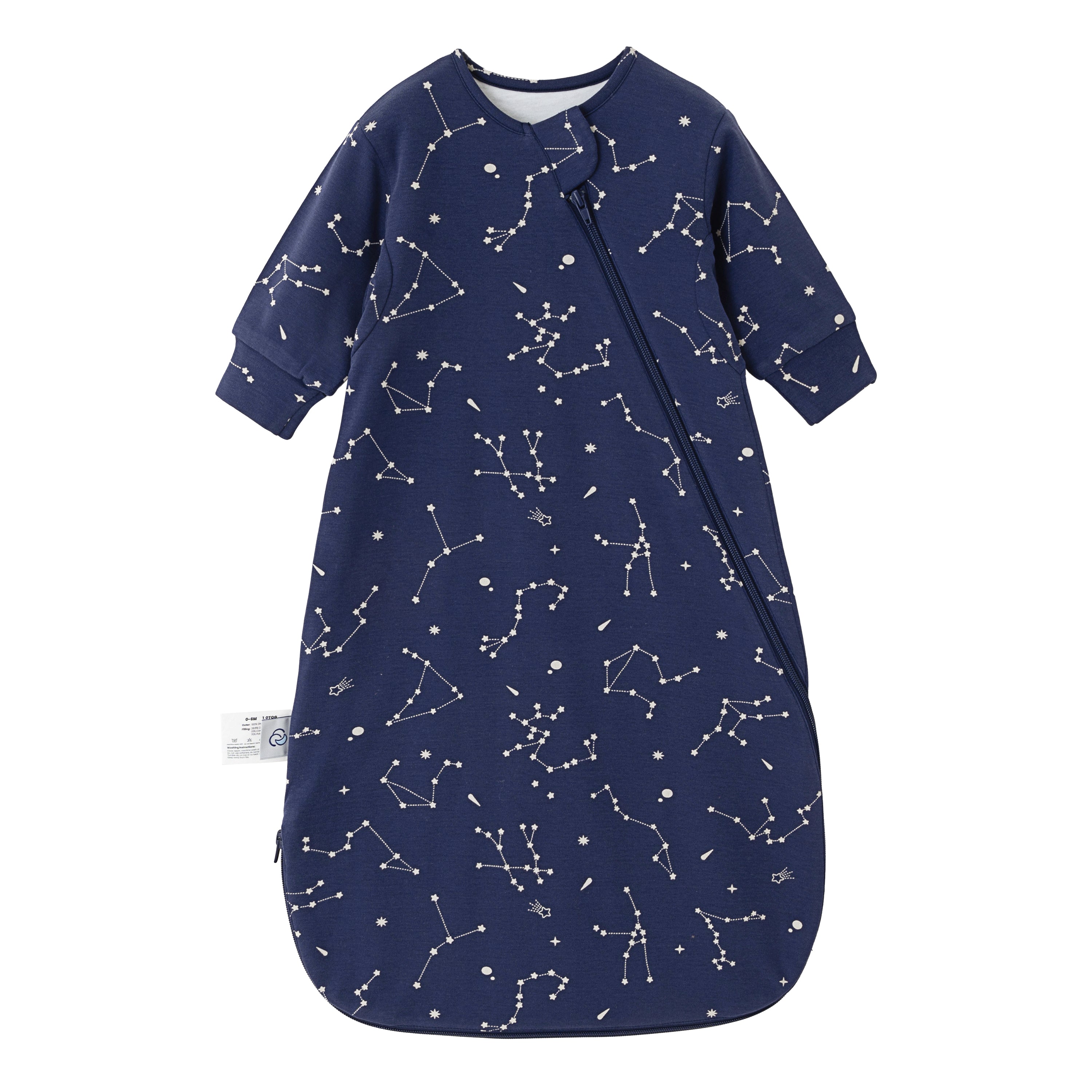 All Season Long Sleeve Sleep Sack 1.0 TOG - Organic Cotton & Camel Wool - Constellation