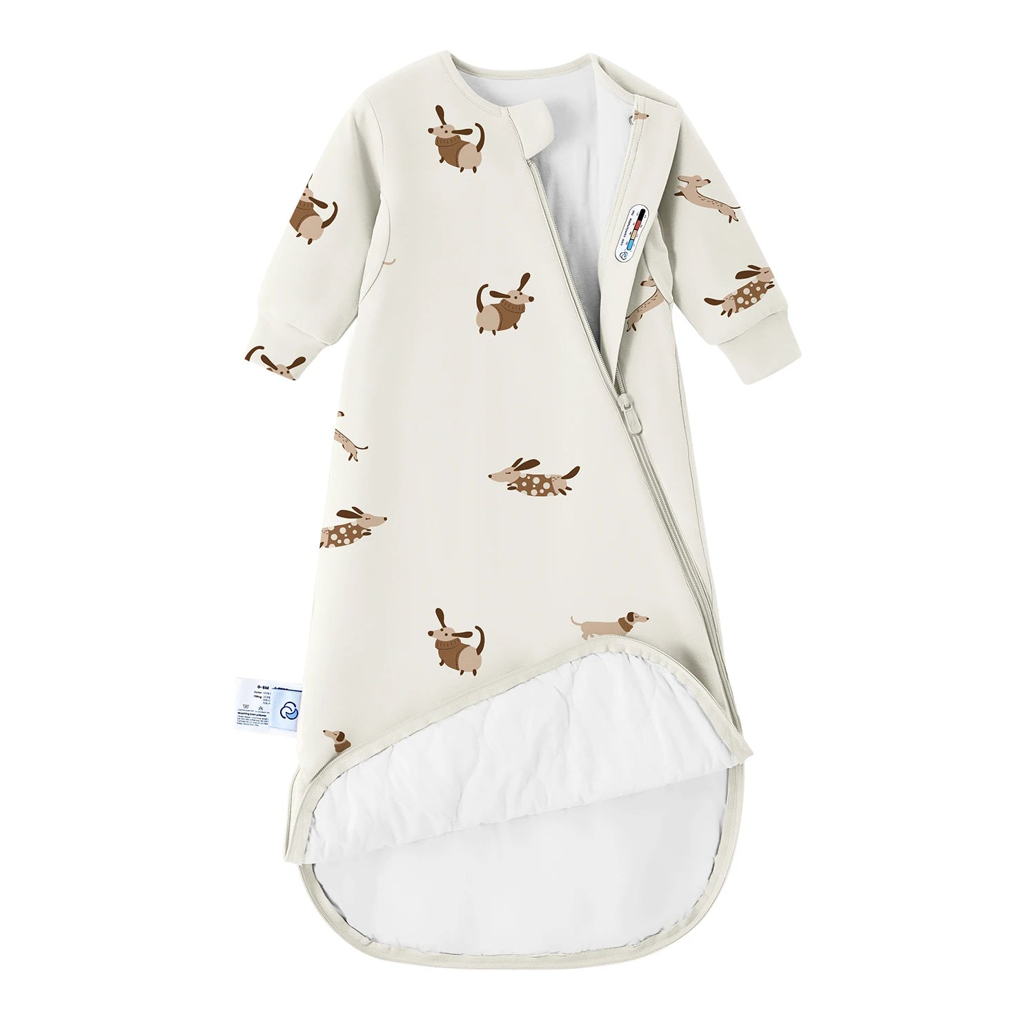 All Season Long Sleeve Sleep Sack 1.0 TOG - Organic Cotton & Camel Wool - Sunny Pup