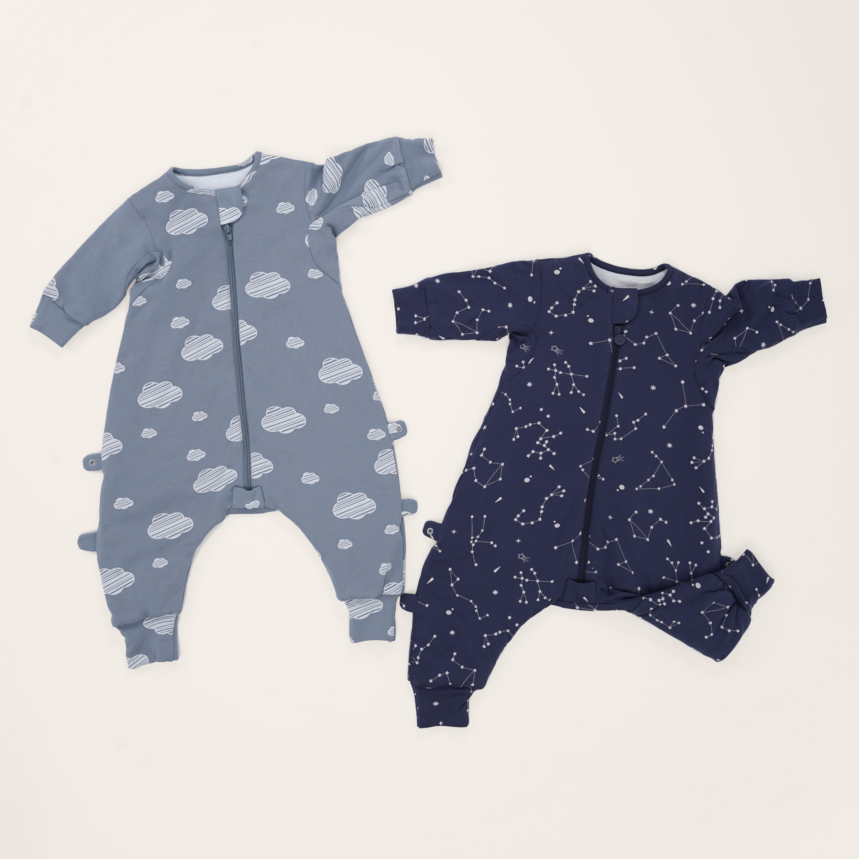 All Season Long Sleeve Sleep Sack Walker 1.0 TOG - Organic Cotton & Camel Wool - Blue