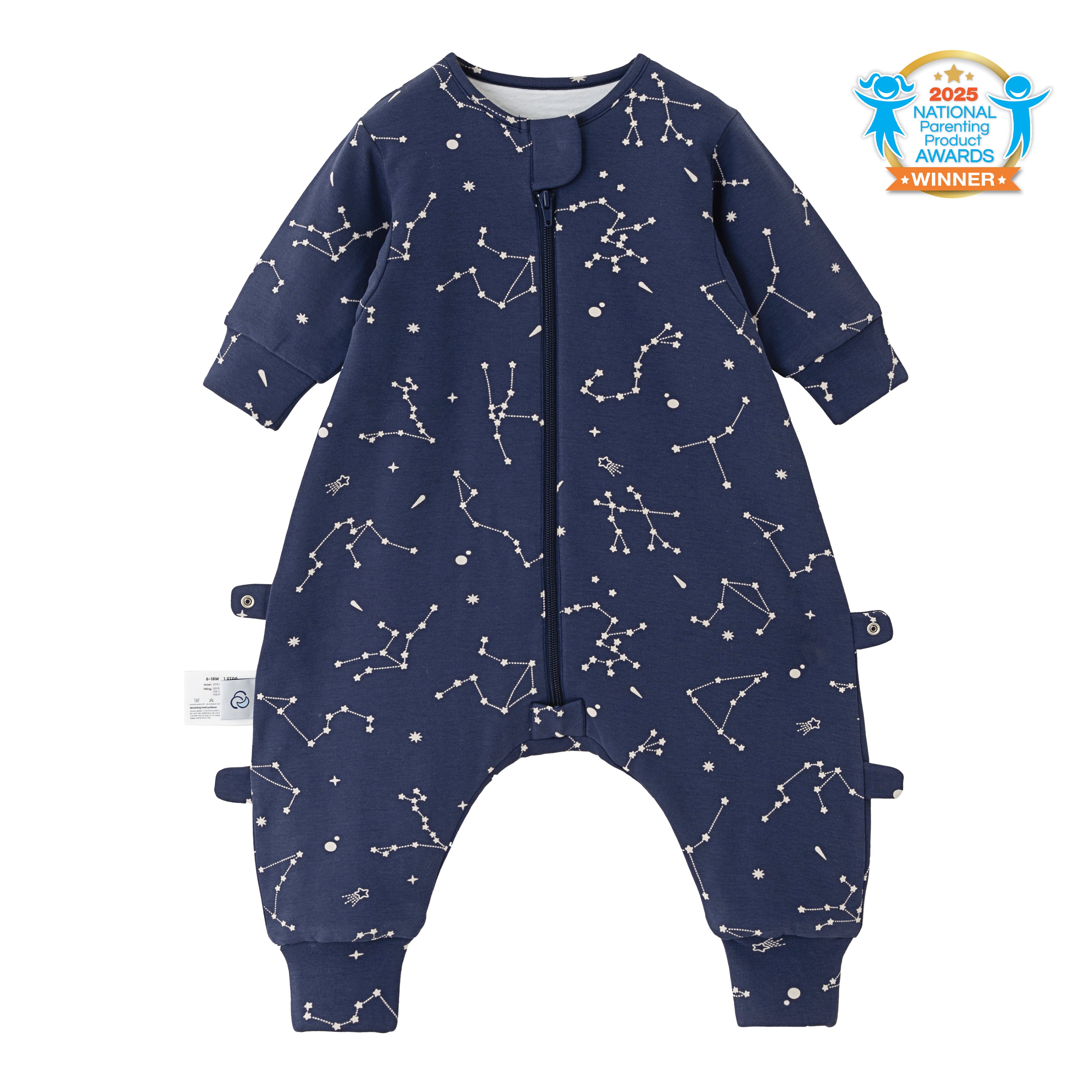 All Season Long Sleeve Sleep Sack Walker 1.0 TOG - Organic Cotton & Camel Wool - Constellation