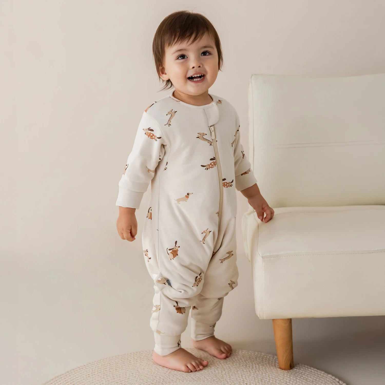 All Season Long Sleeve Sleep Sack Walker 1.0 TOG - Organic Cotton & Camel Wool - Sunny Pup