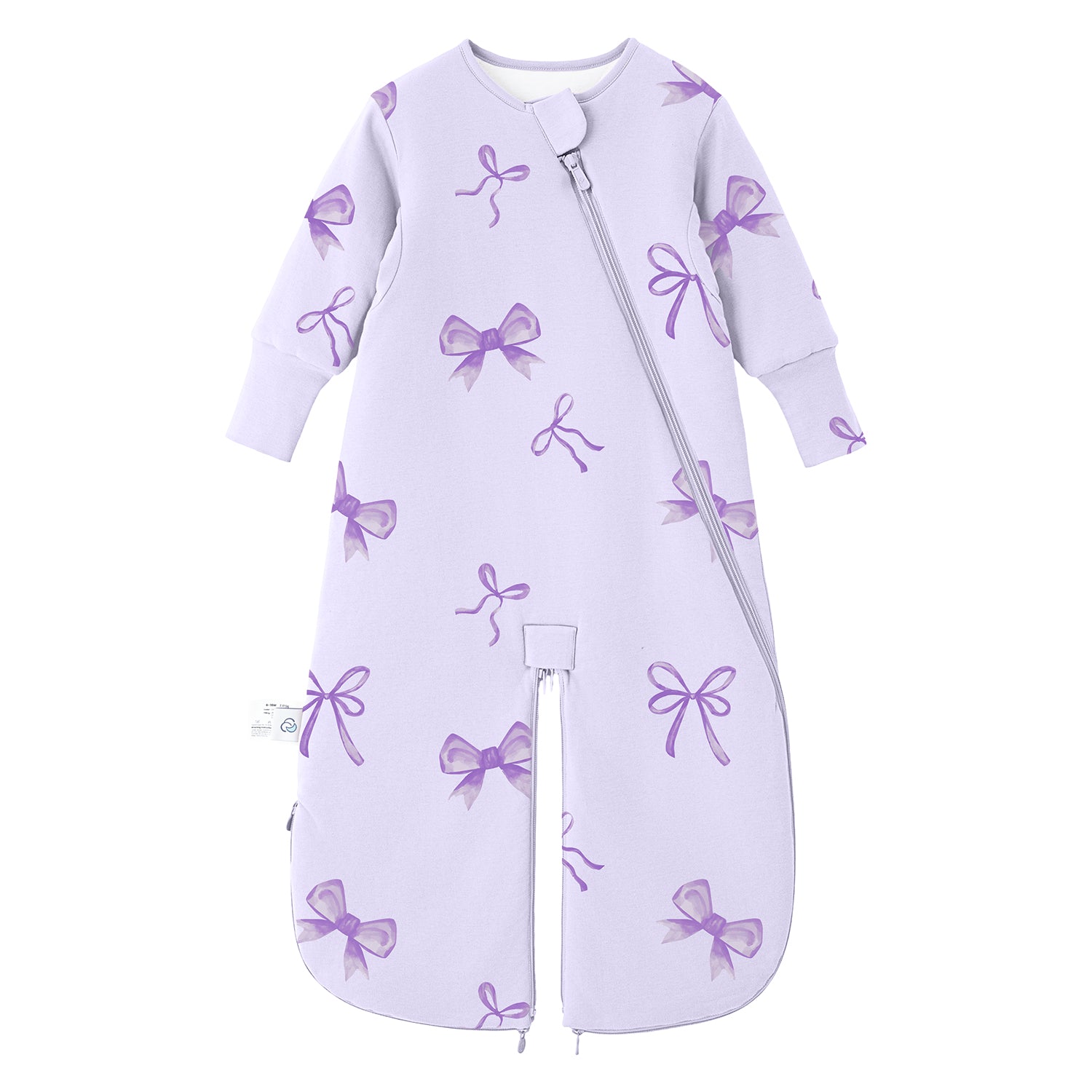 All Season Sleep Suit Sack 3-in-1 1.0 TOG - Organic Cotton & Camel Wool - Lavender Bow