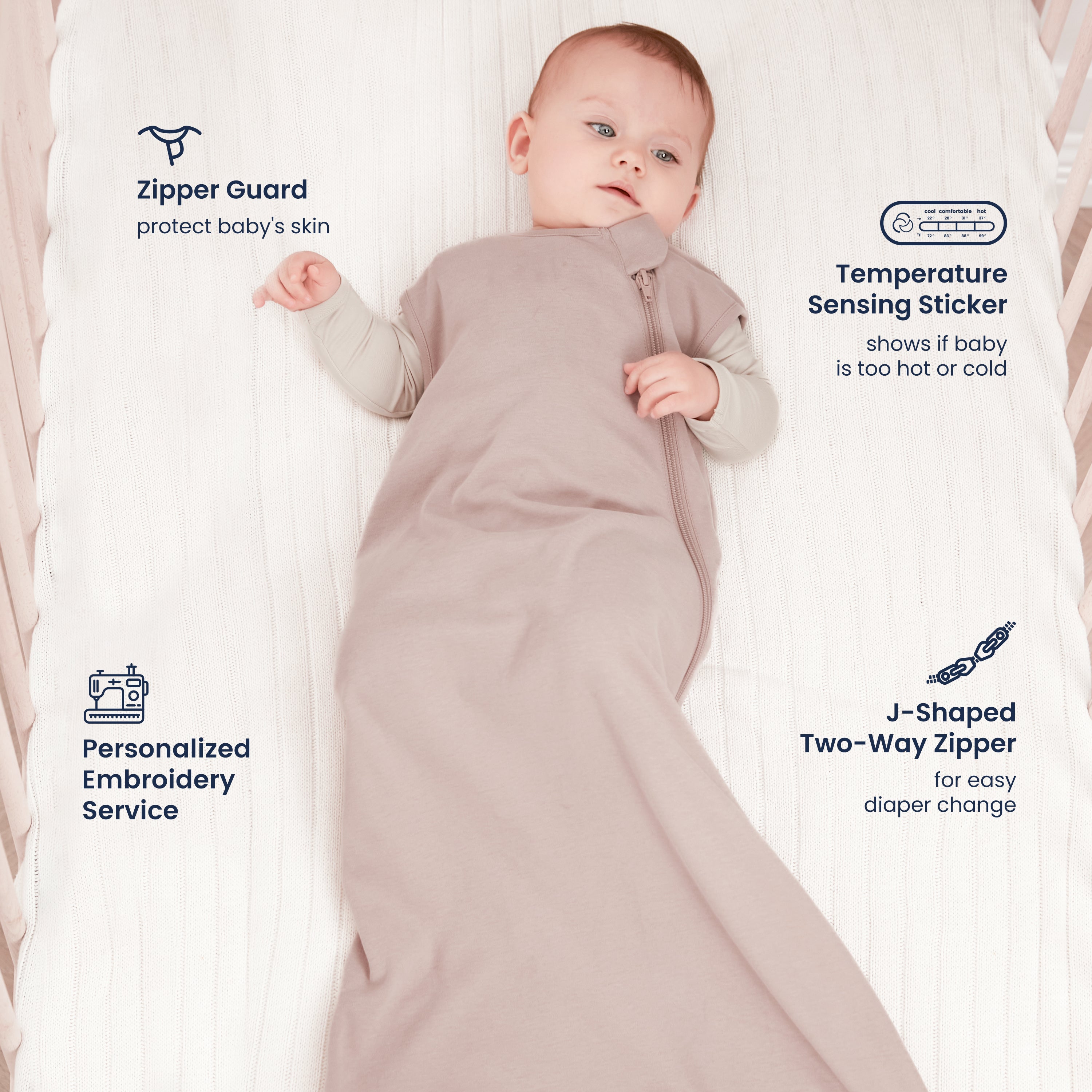 All Season Sleeveless Sleep Sack 1.0 TOG - Organic Cotton & Camel Wool - Dusty Pink