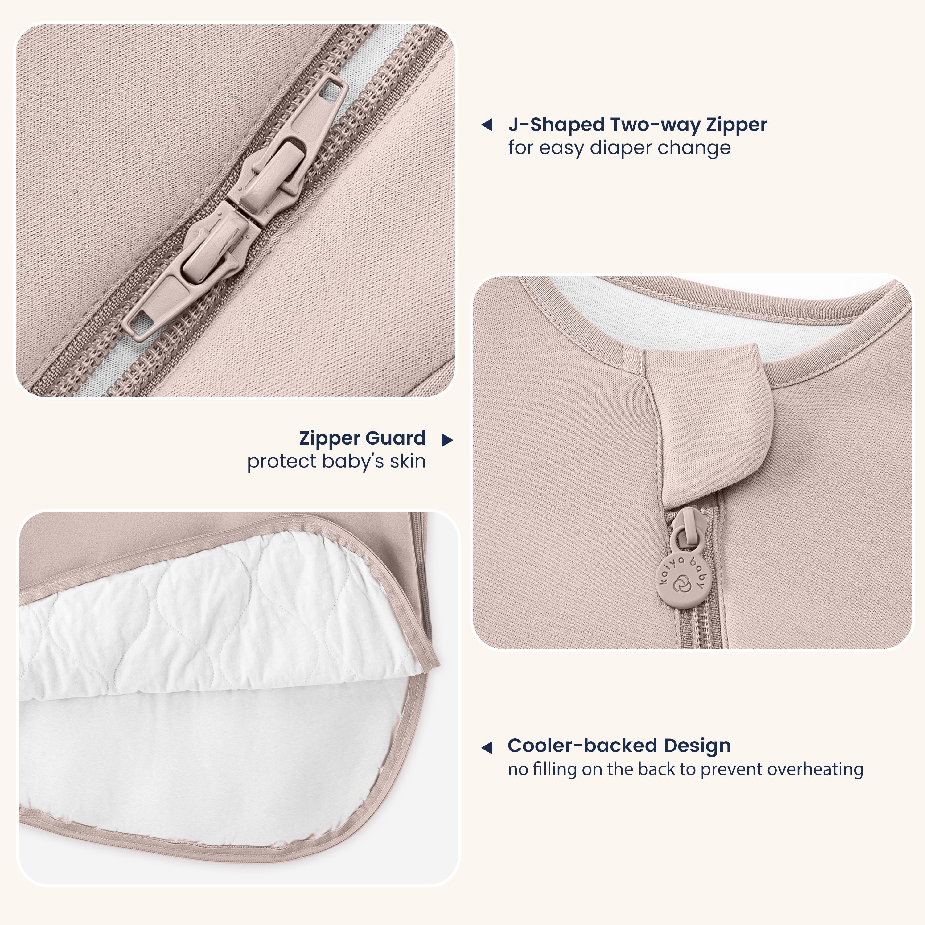 All Season Sleeveless Sleep Sack 1.0 TOG - Organic Cotton & Camel Wool - Dusty Pink