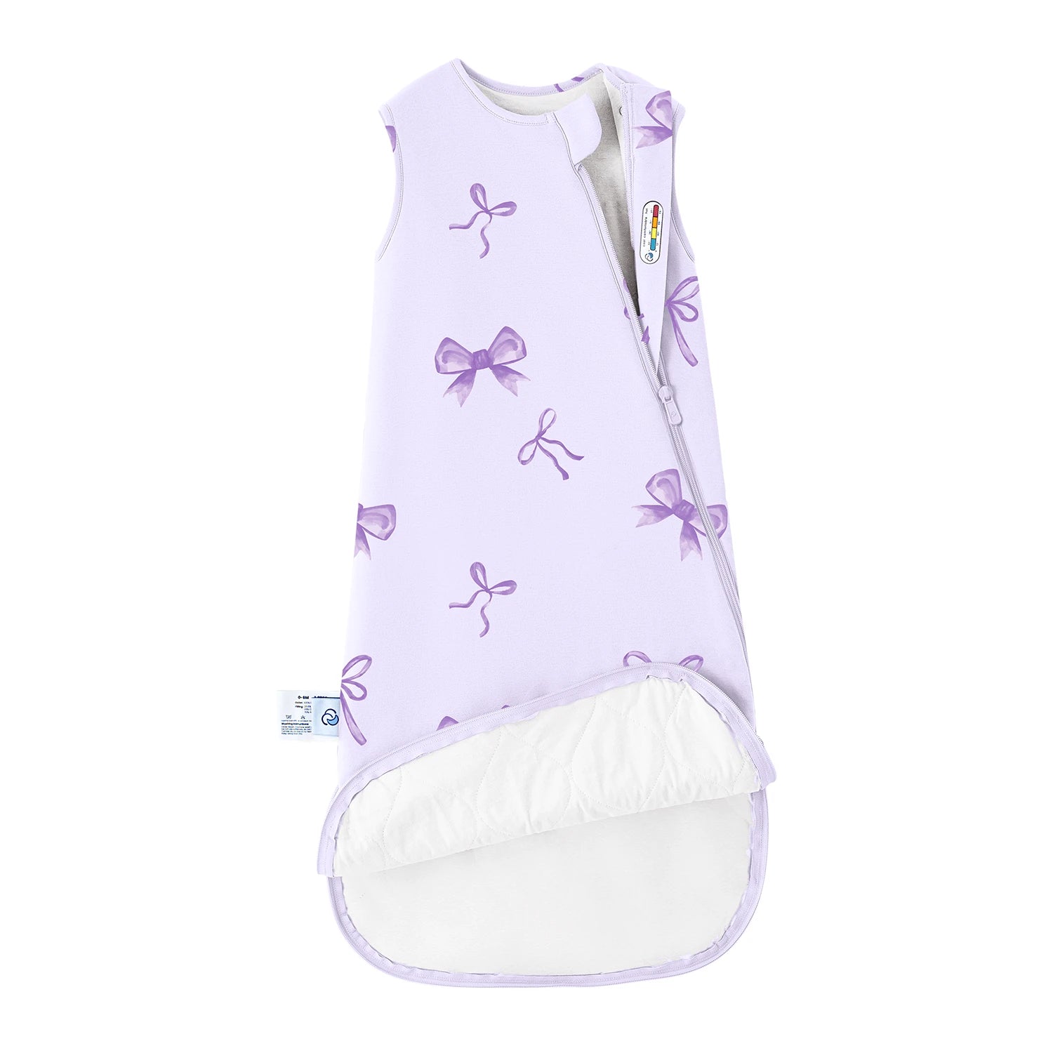 All Season Sleeveless Sleep Sack 1.0 TOG - Organic Cotton & Camel Wool - Lavender Bow