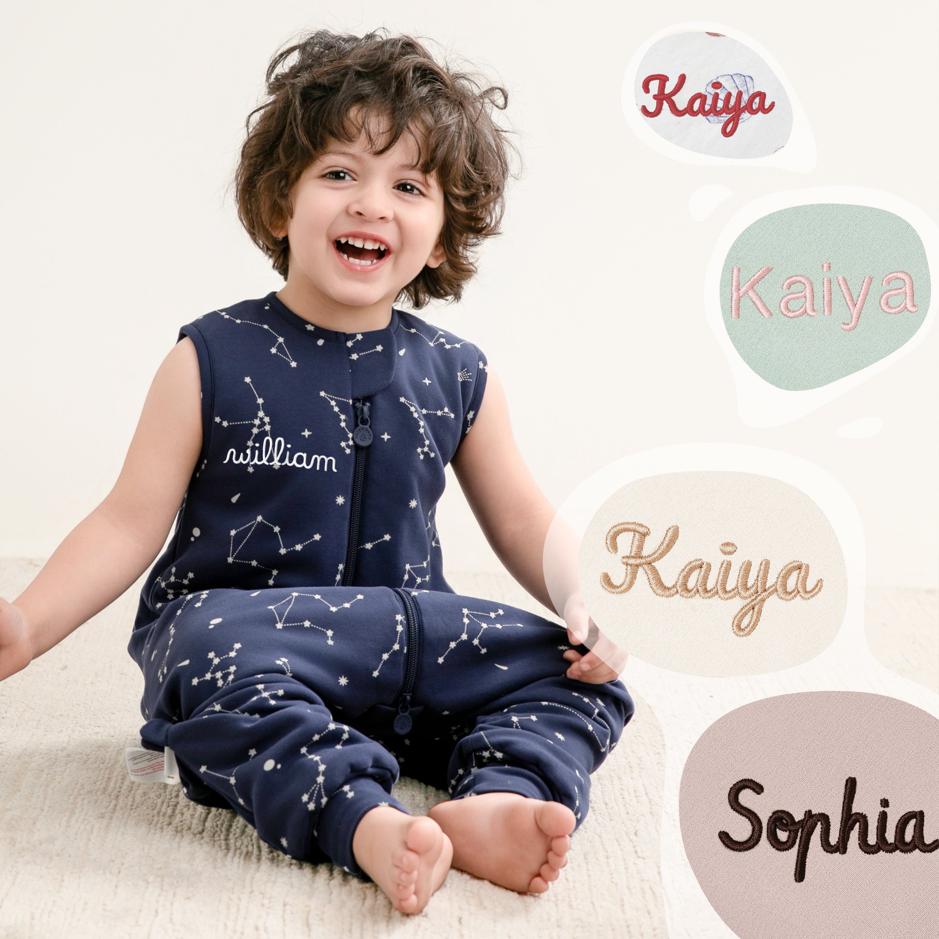 All Season Sleeveless Sleep Sack Walker 1.0 TOG - Organic Cotton & Camel Wool - Constellation